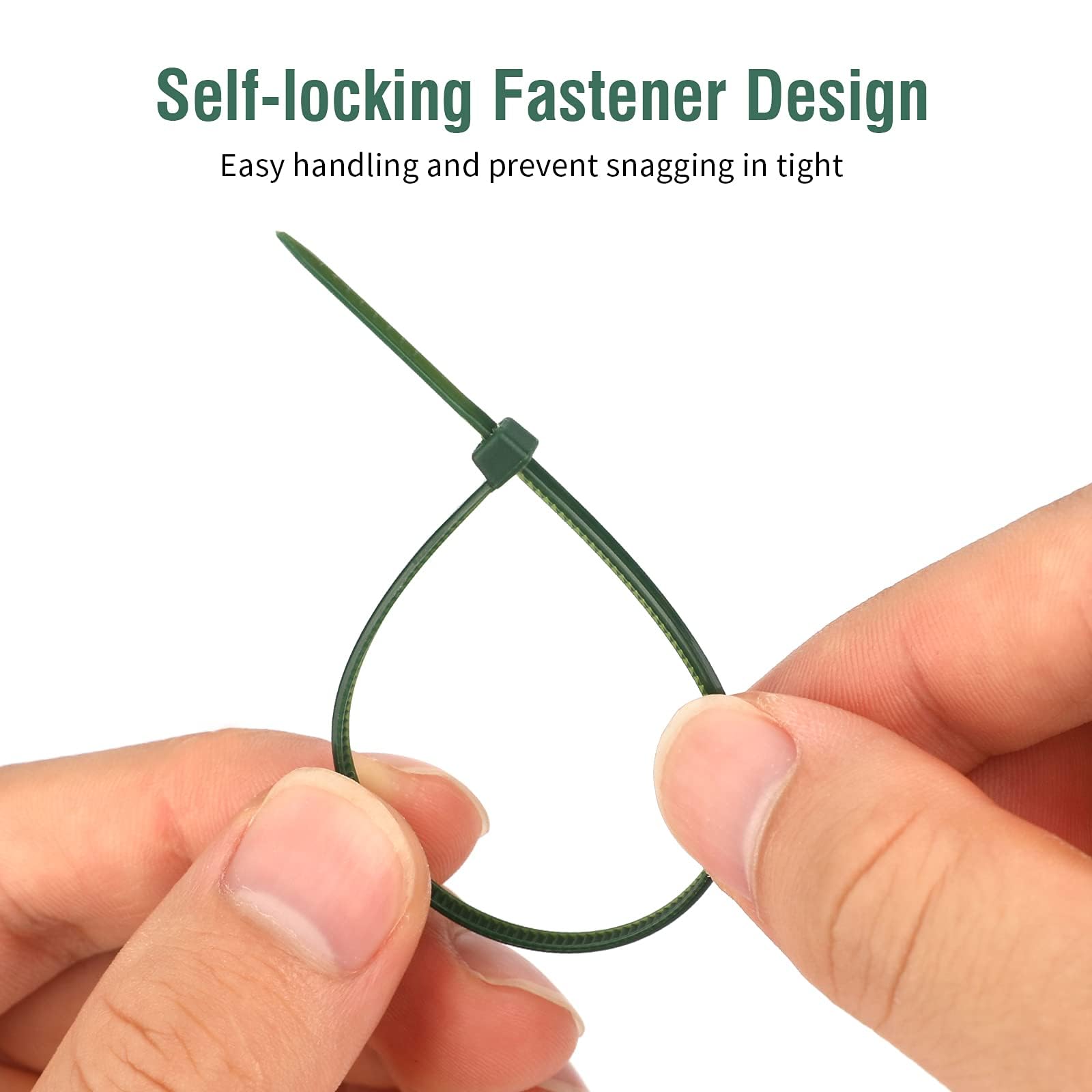 100 Pcs 8 Inch 3mm Dark Green Nylon Garden Cable Zip Ties Self Locking Cable Ties Twist Ties - Image 5