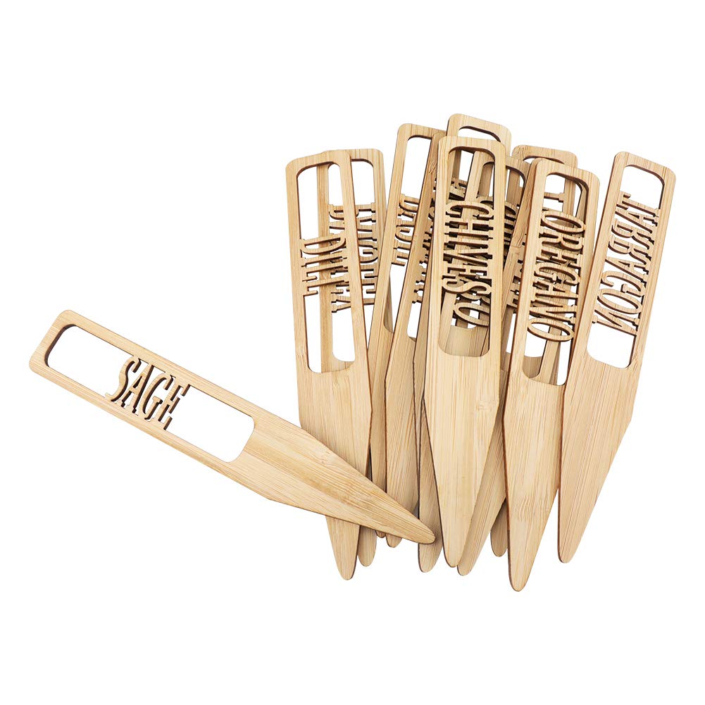 12 Pcs 6" x 1" Garden Herb Plant Labels,Bamboo Plant Tags,Elegant Bamboo Herb Signs for Plants - Image 3