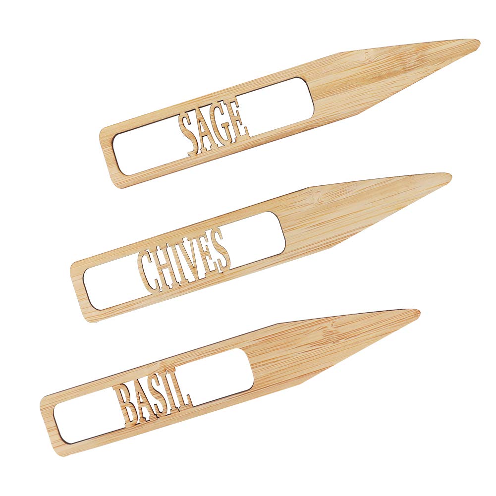 12 Pcs 6" x 1" Garden Herb Plant Labels,Bamboo Plant Tags,Elegant Bamboo Herb Signs for Plants - Image 4