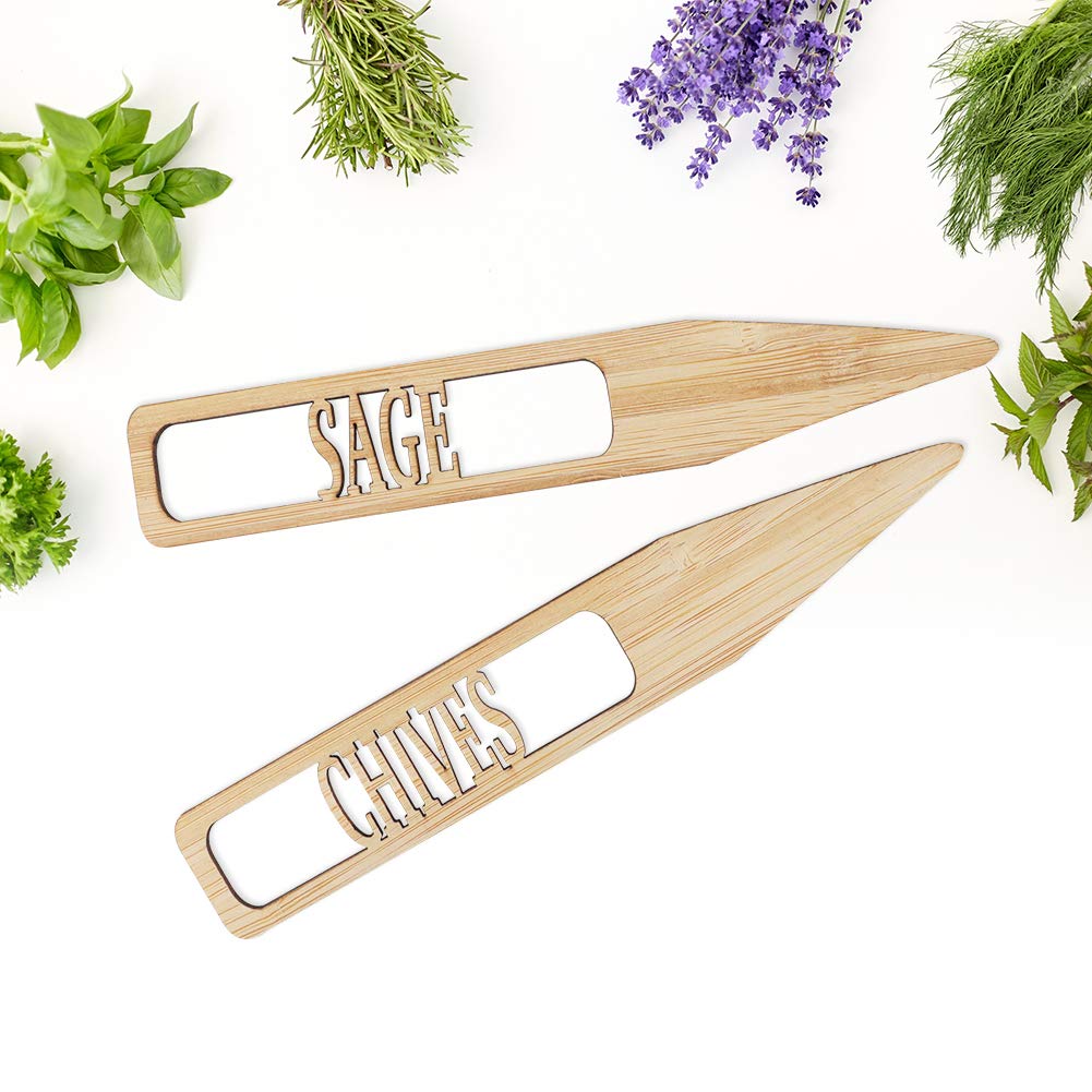 12 Pcs 6" x 1" Garden Herb Plant Labels,Bamboo Plant Tags,Elegant Bamboo Herb Signs for Plants - Image 6