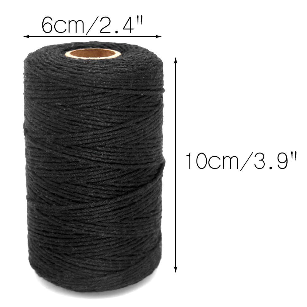 Black Twine String,Cotton Bakers Twine 656 Feet Cotton Cord Crafts Gift Twine String Christmas Holiday Twine - Image 3