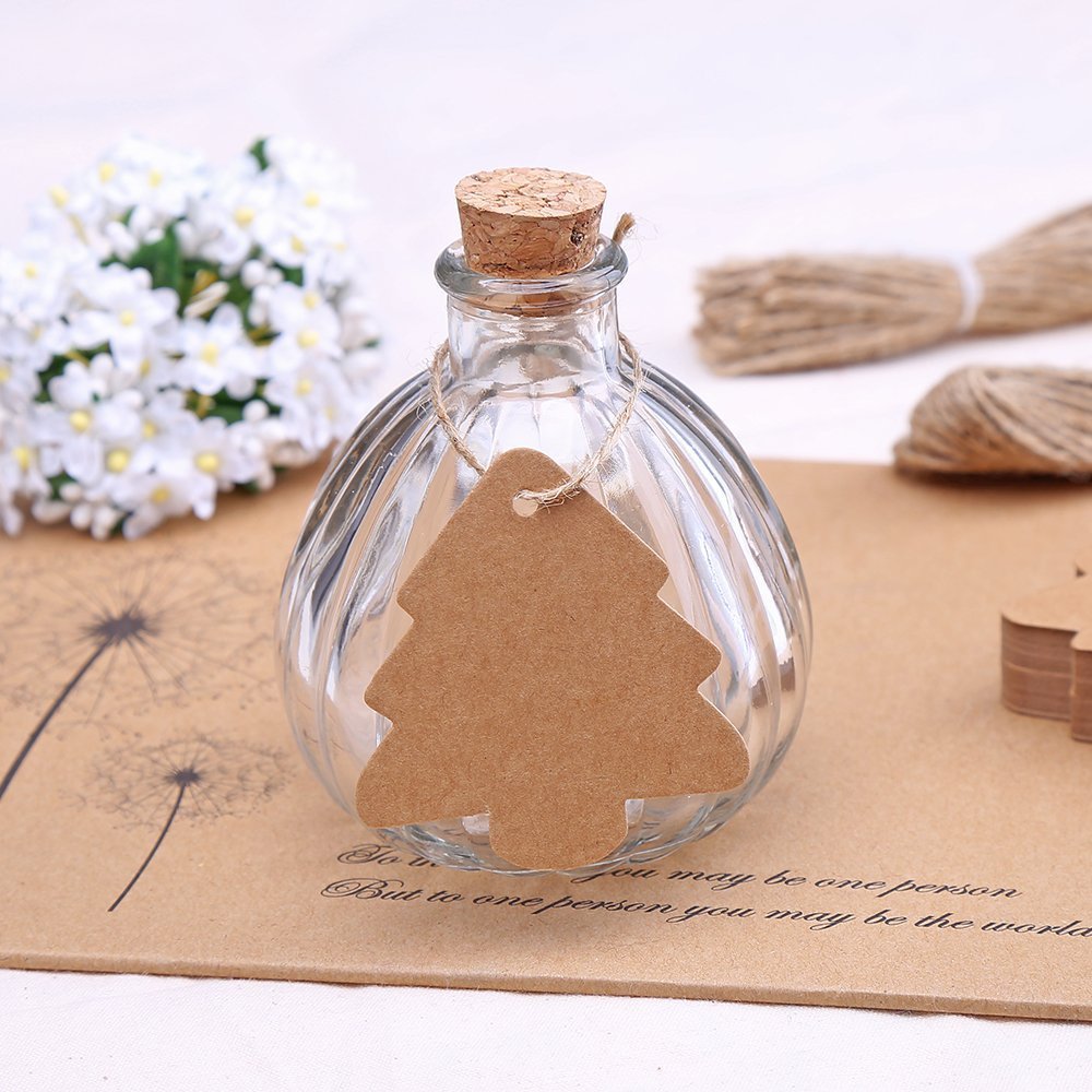 Christmas Tree Gift Tags,Gift Wrap Tags,100 Pcs Kraft Paper Gift Tag with String,Blank Craft Gift Tag with Natural Jute Twine String - Image 5