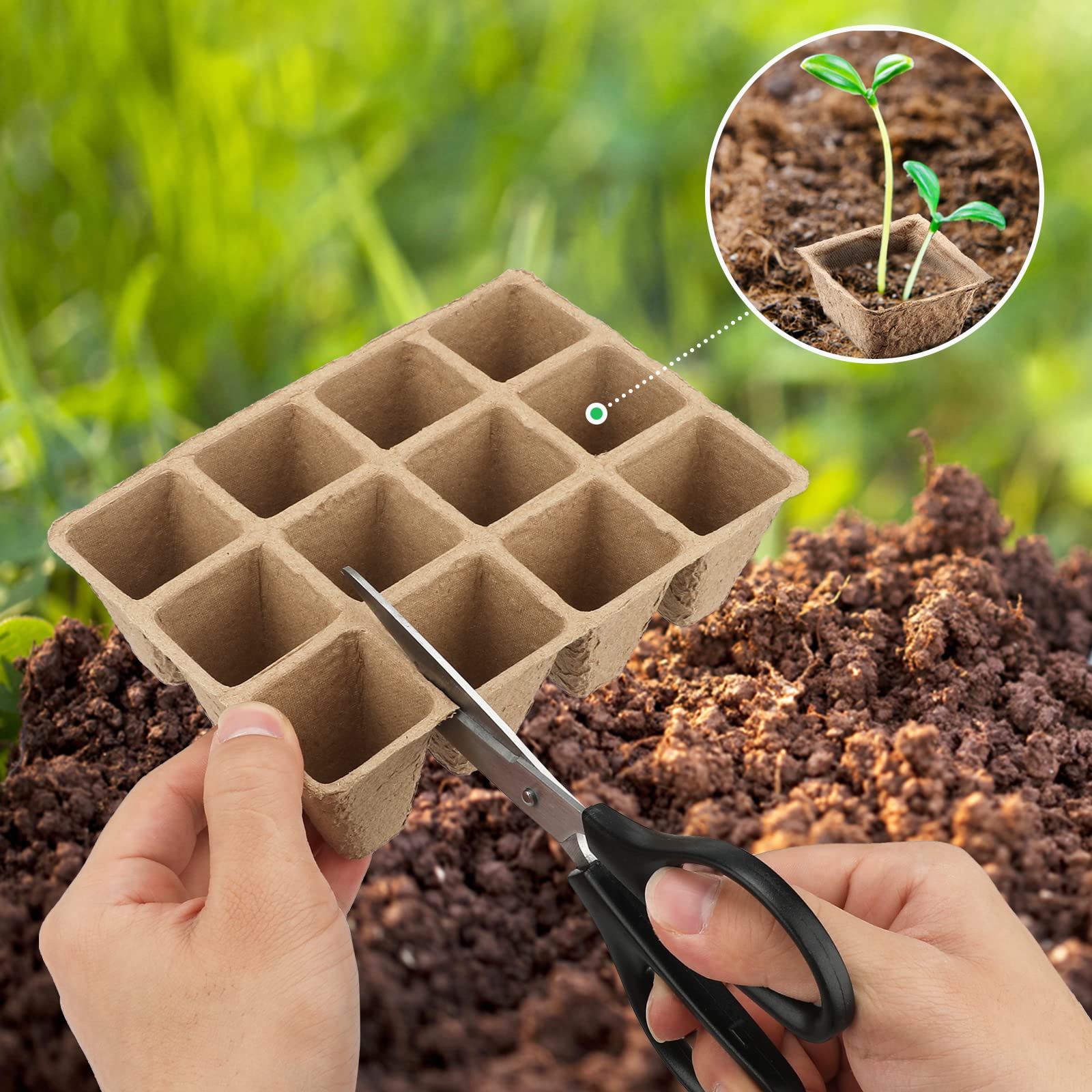 KINGLAKE 10 Pack 120 Cells Seed Starter Peat Pots,Seed Starter Trays,Square Germination Trays,Seed Starter Kit with Plant Labels for Starter Seeds - Image 5