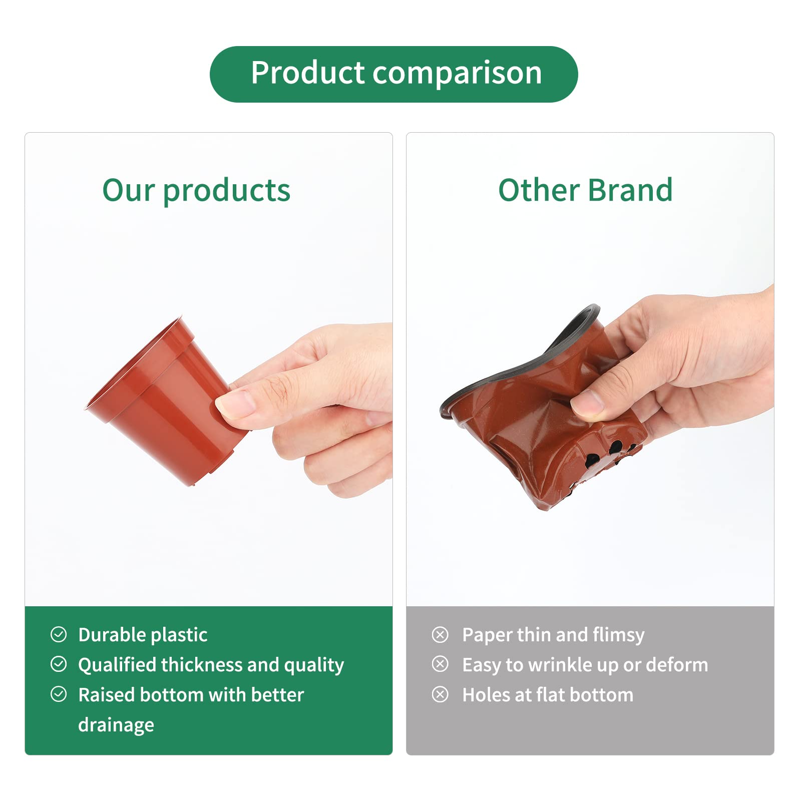 KINGLAKE 100 Pcs 2 Inch Plastic Plant Nursery Pots,Seed and Cutting Pots for Succulent Plants - Image 5