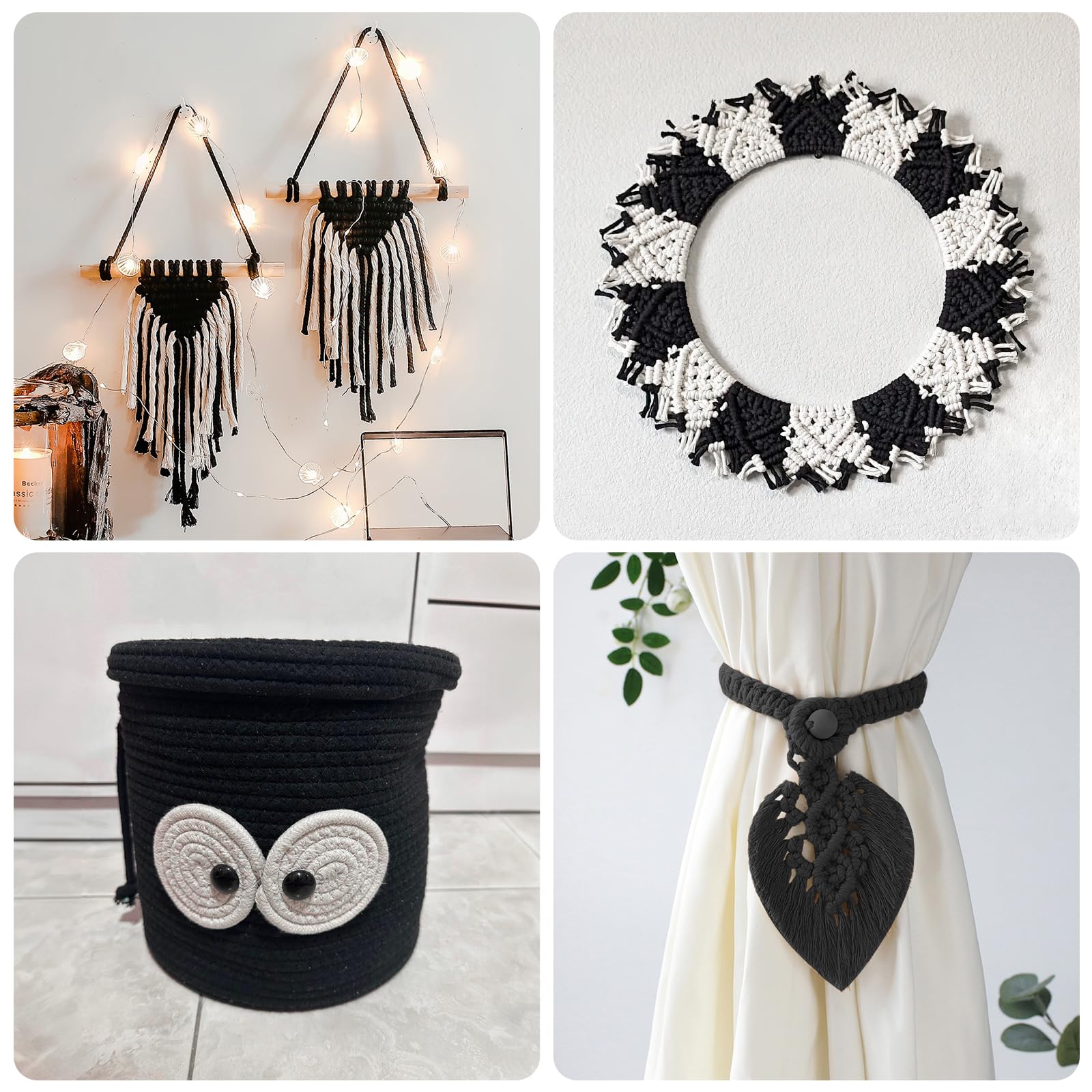 KINGLAKE 10MM Soft Cotton Rope 2 Pack 33Ft/10M Black Rope Thick Rope for Plant Hanging, Hanging Clothes, Crafts, Wrapping, Binding Luggage and Home Decoration - Image 6