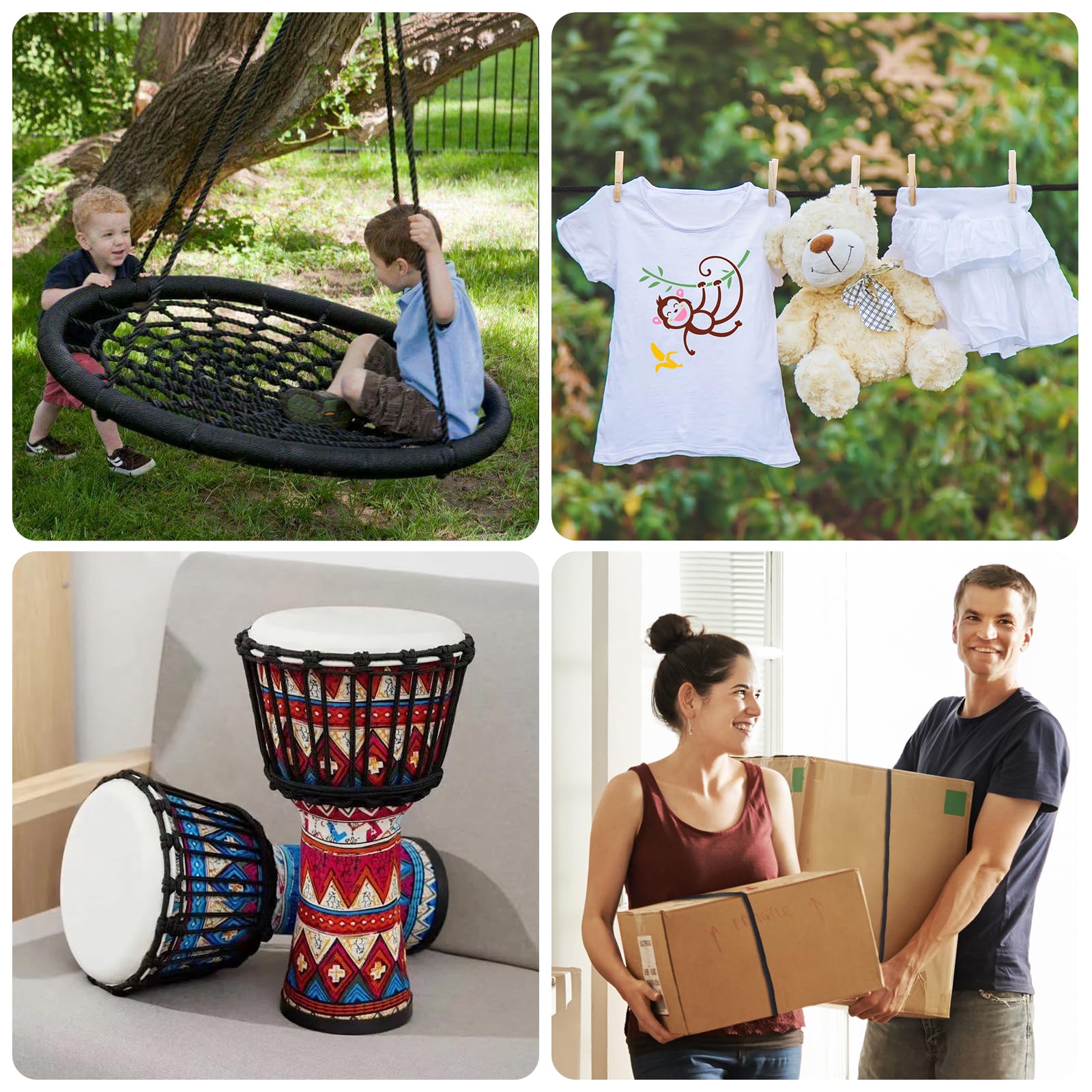 KINGLAKE 10MM Soft Cotton Rope 2 Pack 33Ft/10M Black Rope Thick Rope for Plant Hanging, Hanging Clothes, Crafts, Wrapping, Binding Luggage and Home Decoration - Image 7