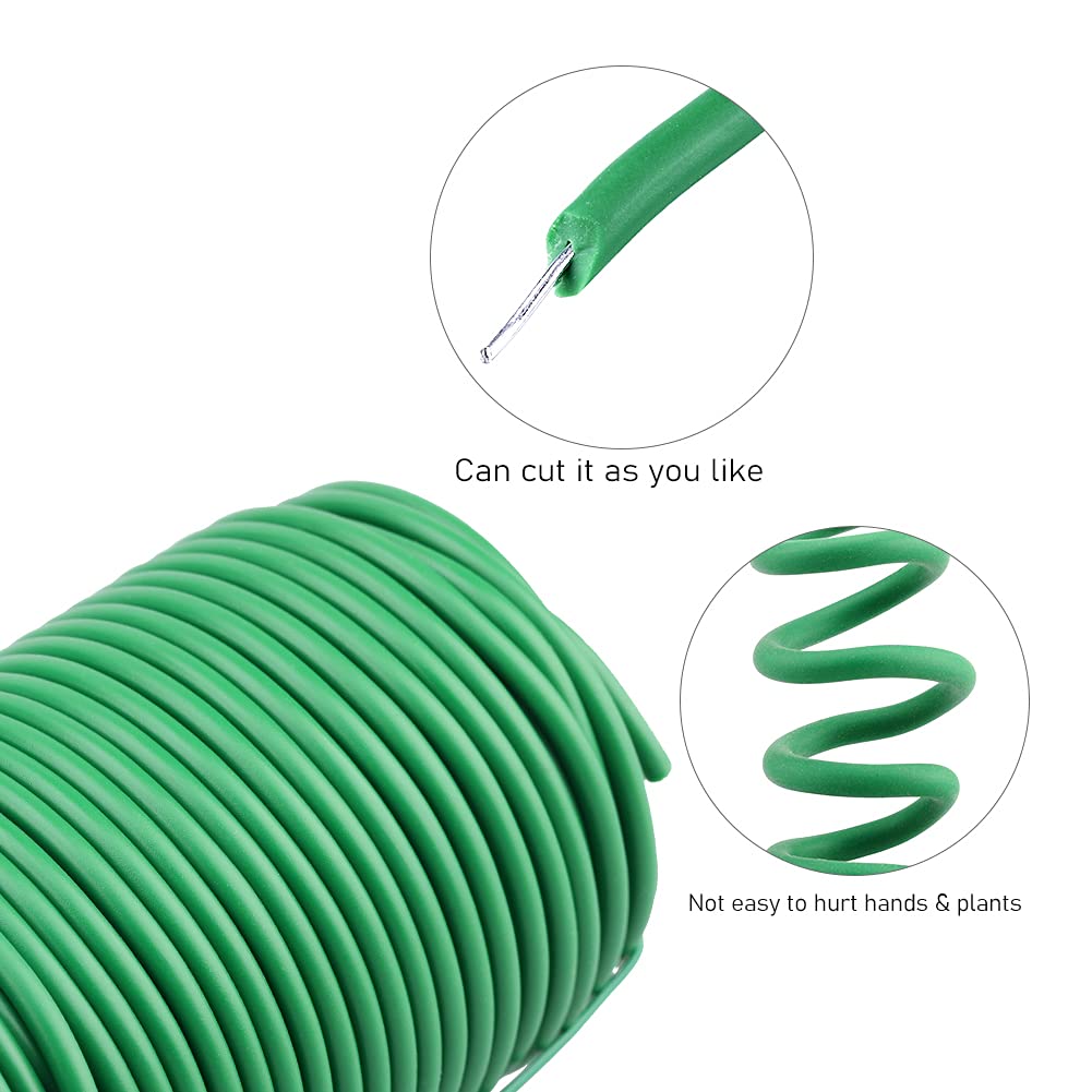 KINGLAKE 3.5mm Garden Flexible Wire Tie Soft Plant Twist Tie,65.6' Soft Plant Wire for Plants Green - Image 3