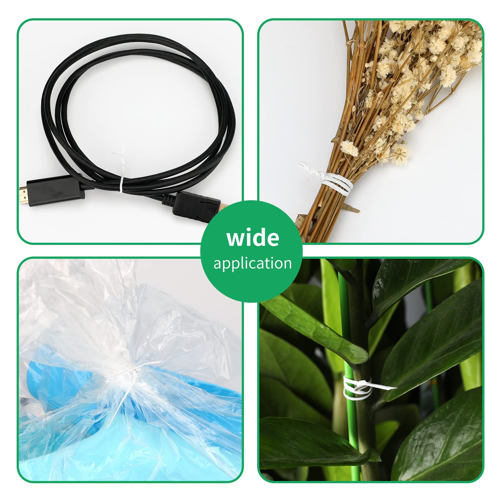 KINGLAKE 328 Feet Plastic Plant Twist Tie White Garden Plants Tie Multi-Use for Secure Vines,Plants - Image 6