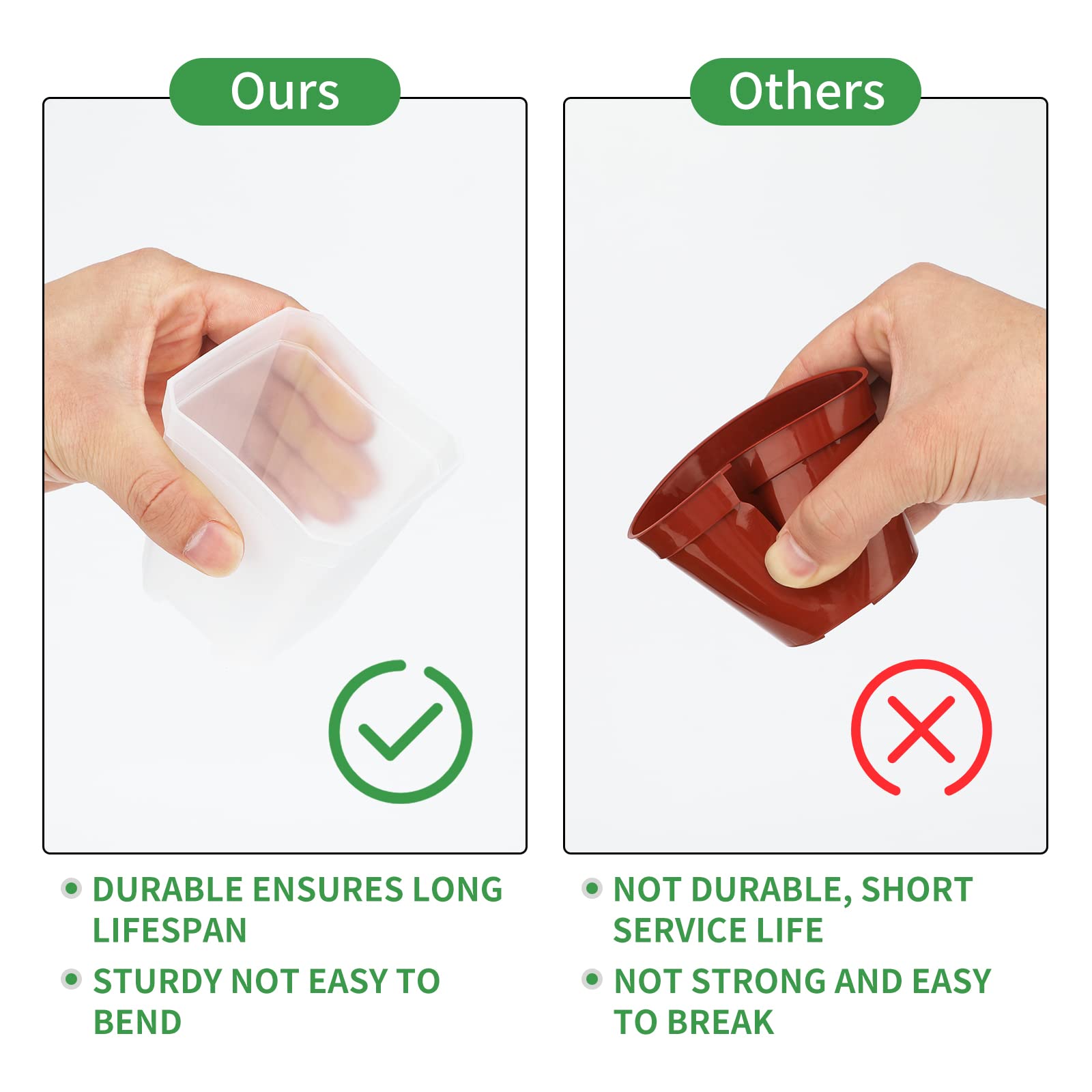 KINGLAKE 3inch Nursery Pots,24 Pcs Thick Plastic Square Planter Pots,Flower Plant Container Seed Starting Transplanting Pots (Clear) - Image 3