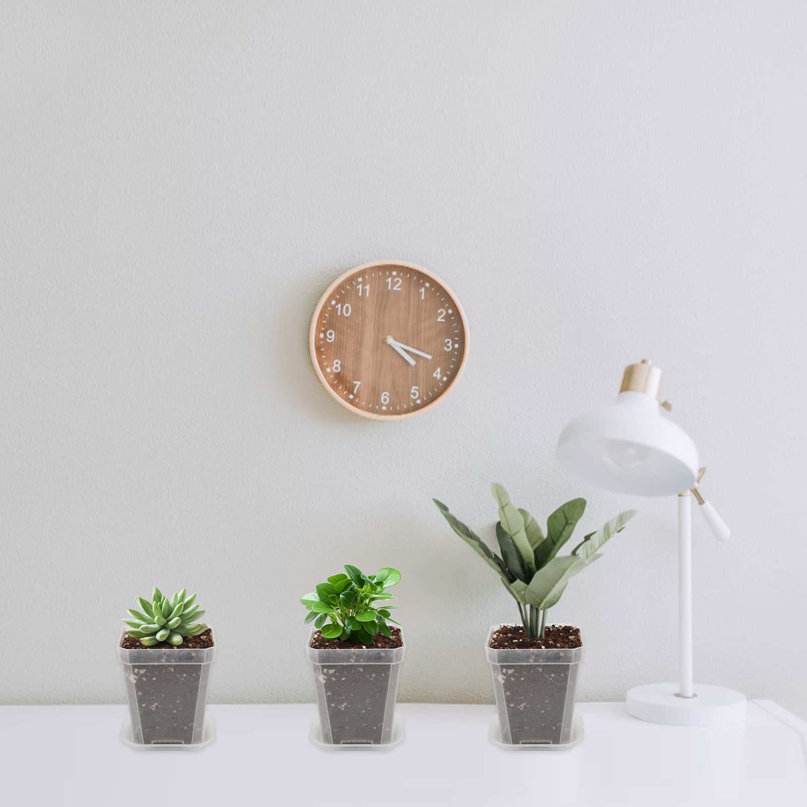 KINGLAKE 3inch Nursery Pots,24 Pcs Thick Plastic Square Planter Pots,Flower Plant Container Seed Starting Transplanting Pots (Clear) - Image 5