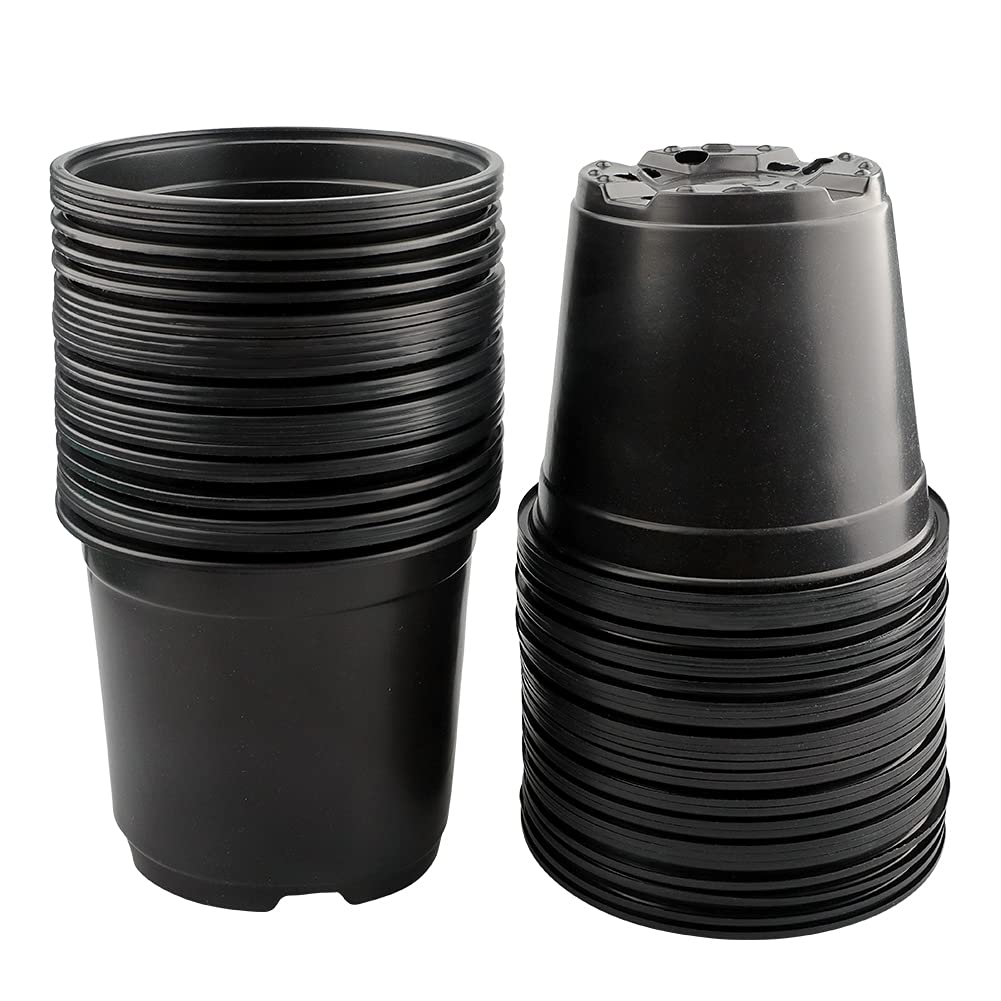 KINGLAKE 50 Pcs 6" Plastic Plants Nursery Seedlings Pots Flower Plant Container Seed Starting Pots Matte Black - Image 3