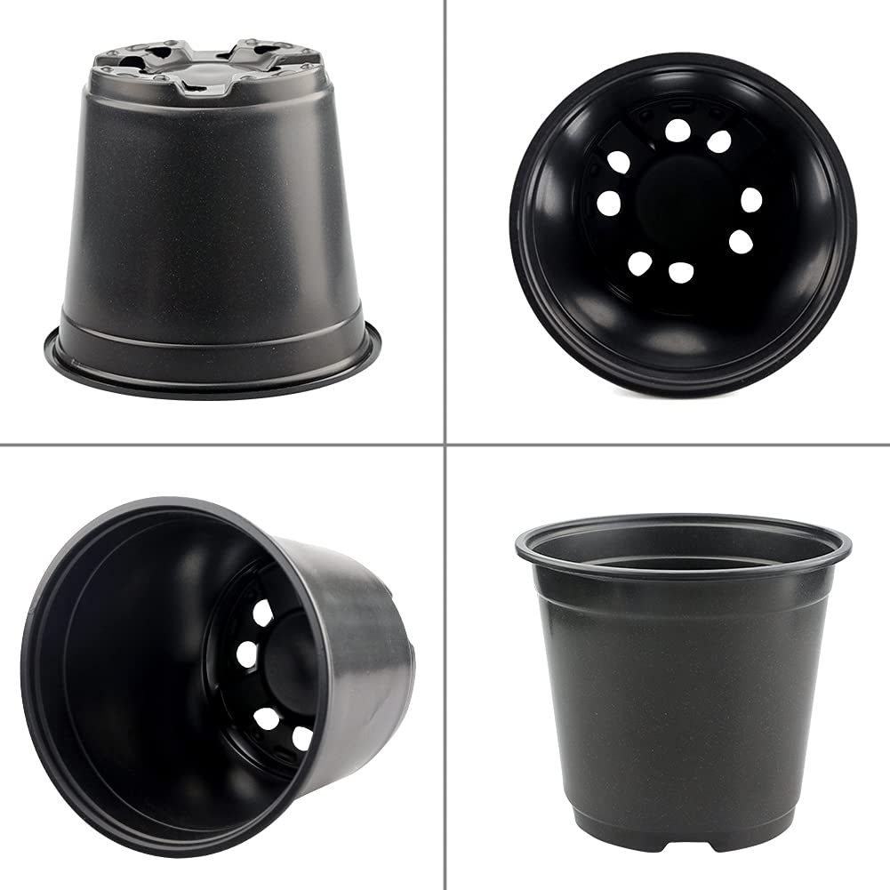 KINGLAKE 50 Pcs 6" Plastic Plants Nursery Seedlings Pots Flower Plant Container Seed Starting Pots Matte Black - Image 5