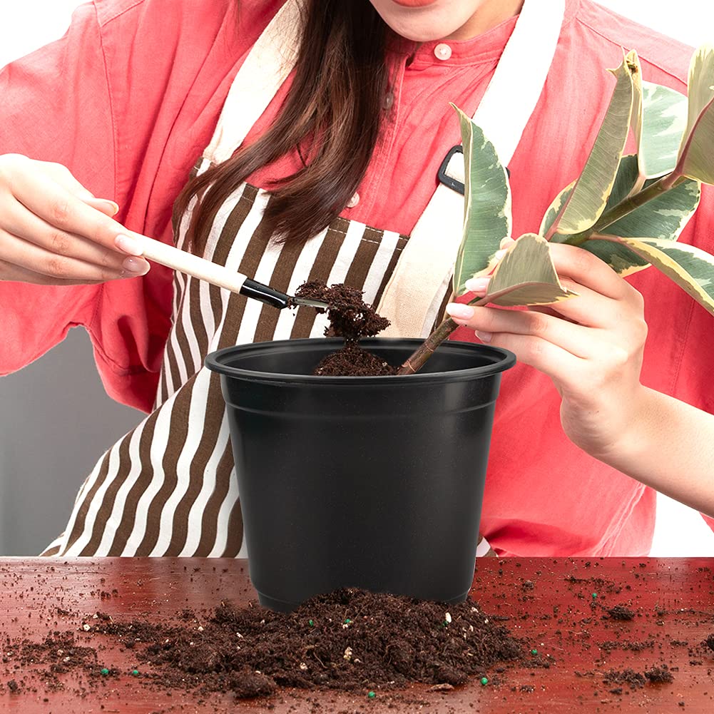 KINGLAKE 50 Pcs 6" Plastic Plants Nursery Seedlings Pots Flower Plant Container Seed Starting Pots Matte Black - Image 7