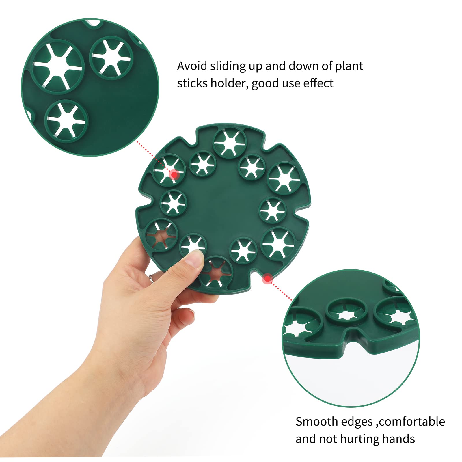 KINGLAKE 6 Pcs Bamboo Cane Holder Plastic Plant Cane Support Caps Holders for Climbing Plants Sweet Peas Beans Green - Image 4