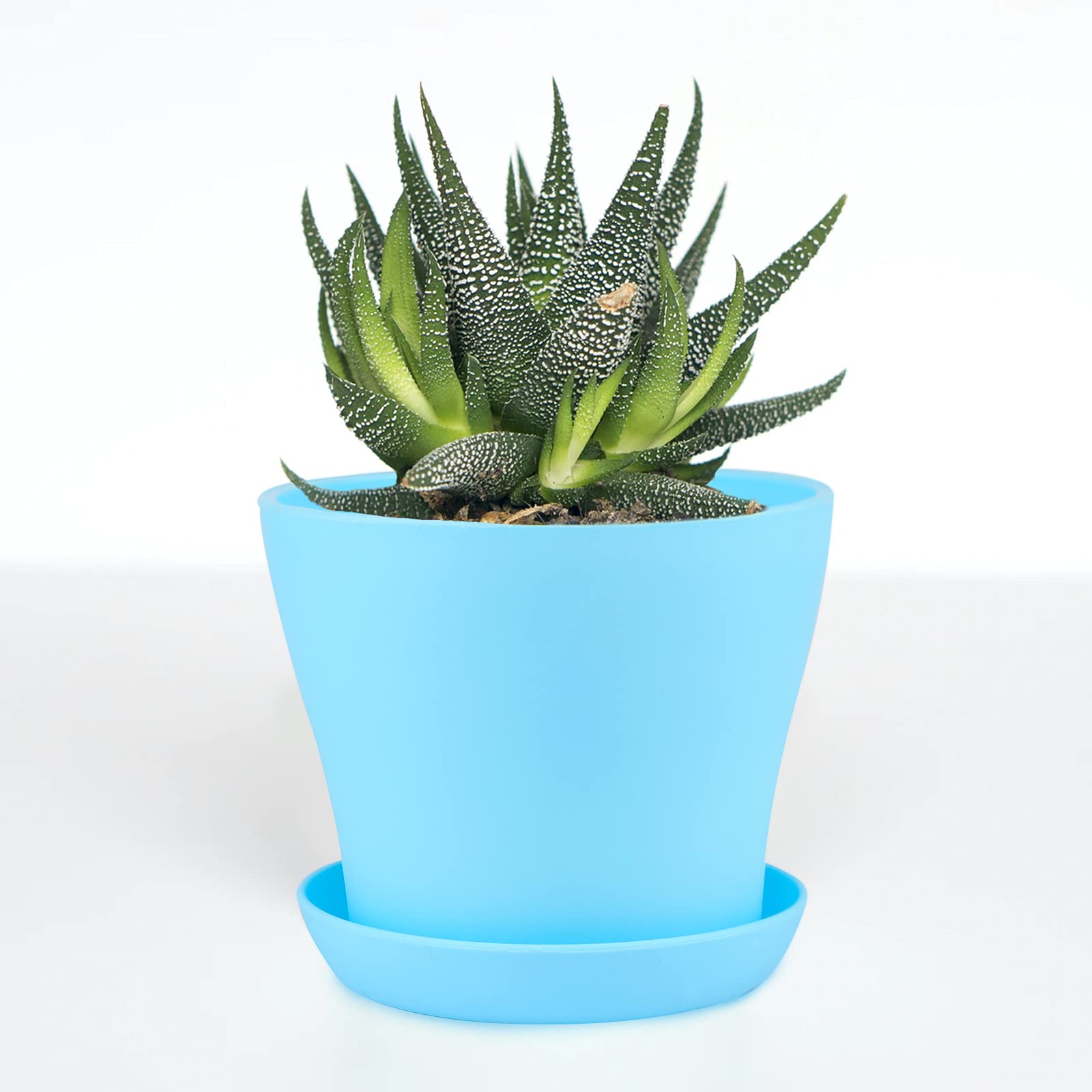 KINGLAKE 8 Pcs 4" Plastic Plant Flower Seedlings Nursery Pot/Pots Planter Colorful Flower Plant Container Seed Starting Pots with Pallet and Drainage Holes for Home Garden Flowers Plants,8 Colors - Image 7