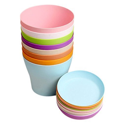 KINGLAKE 8 Pcs 4" Plastic Plant Flower Seedlings Nursery Pot/Pots Planter Colorful Flower Plant Container Seed Starting Pots with Pallet and Drainage Holes for Home Garden Flowers Plants,8 Colors - Image 8