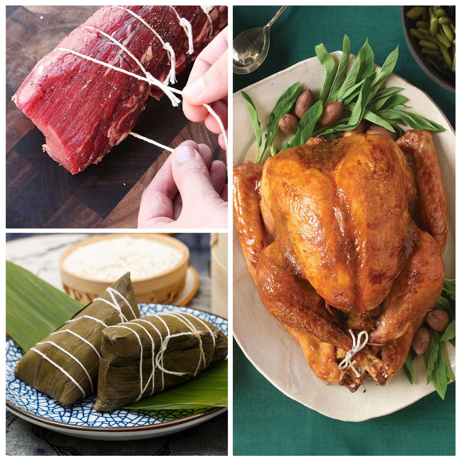 KINGLAKE Cotton Twine String 2mm Natural Butchers Twine for Cooking Food Safe 164 Feet Bakers String for Cooking Meat, Baking, Crafts, Gift Wrapping, Home Decor - Image 5