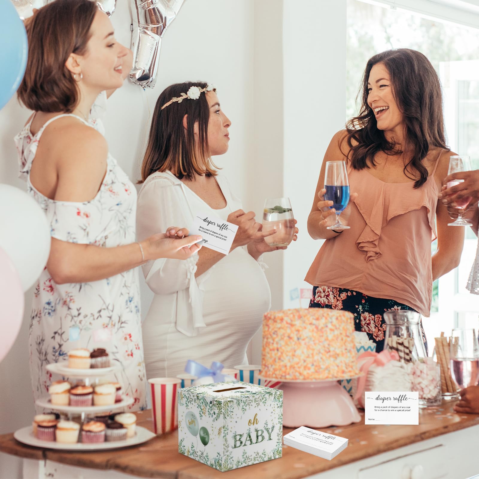 KINGLAKE Diaper Raffle Tickets, 3.5" x 2" Diaper Raffle Cards for Baby Shower, 50 Pcs White Diaper Raffle Invitations Inserts Card, Diaper Wipes Raffle Tickets With Name Line for Baby Shower - Image 6