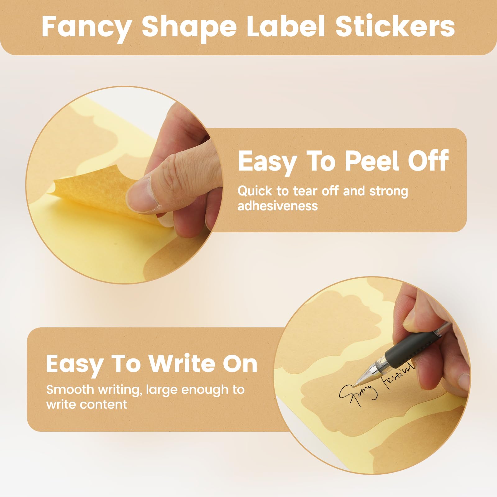KINGLAKE Fancy Shape Kraft Label Stickers 2x3 Inch - 160PCS Canning, Gift Tags & Storage Bottle Labels - Image 4