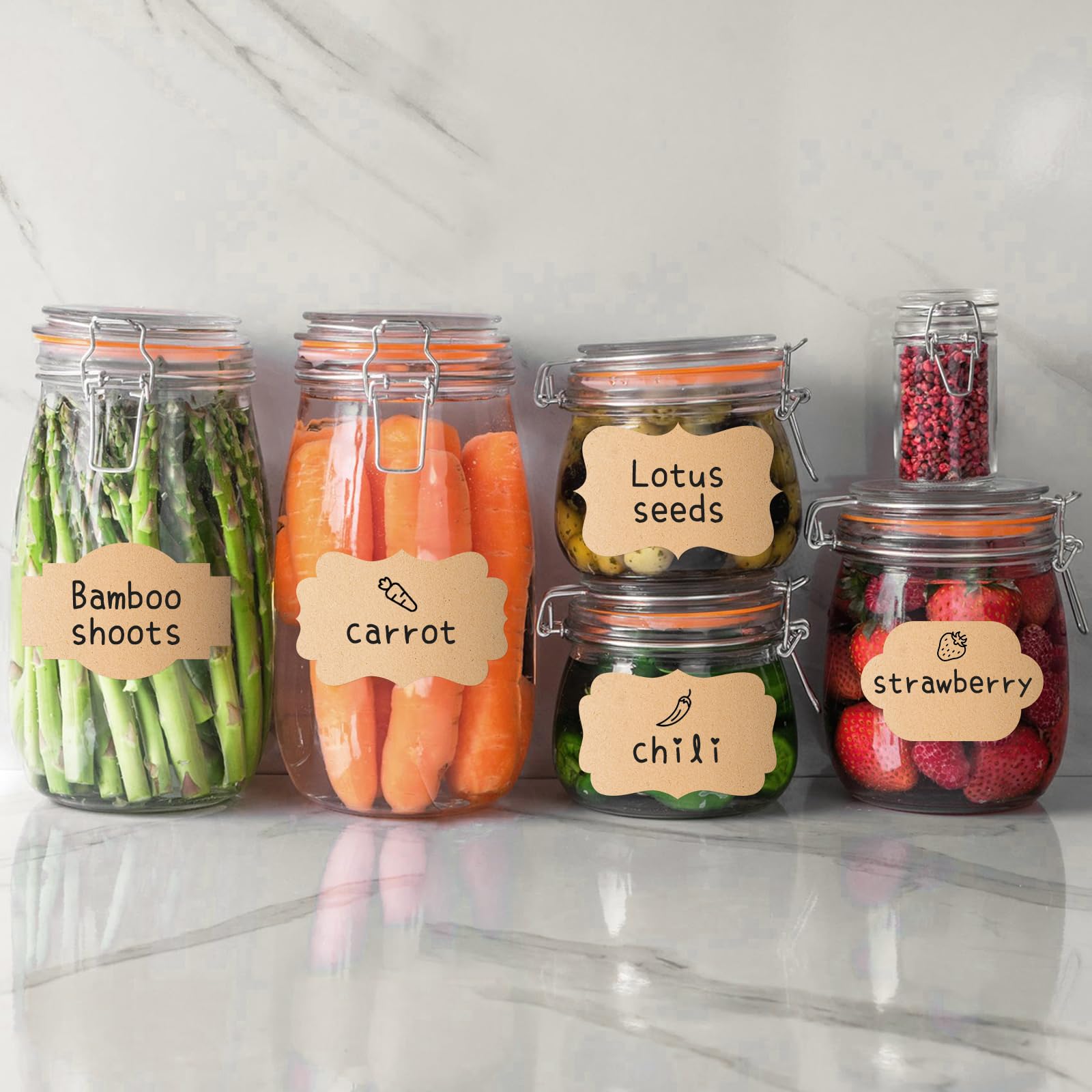 KINGLAKE Fancy Shape Kraft Label Stickers 2x3 Inch - 160PCS Canning, Gift Tags & Storage Bottle Labels - Image 5