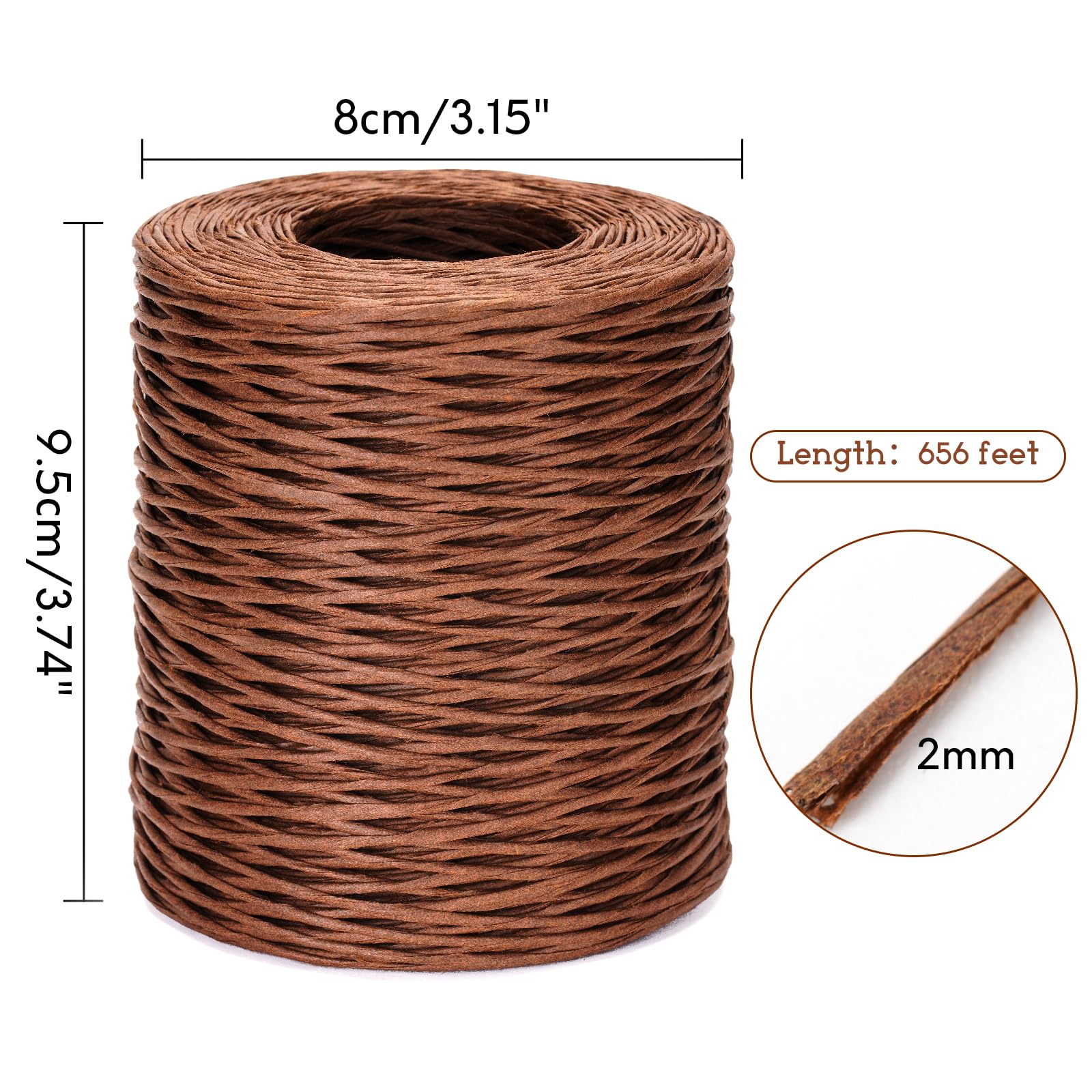 KINGLAKE Floral Wire - 656 Feet Rustic Wrapping Wire, Paper Covered, 2mm Brown, Ideal for Crafts, Flower Bouquets, Wedding & Christmas Wreaths - Image 3