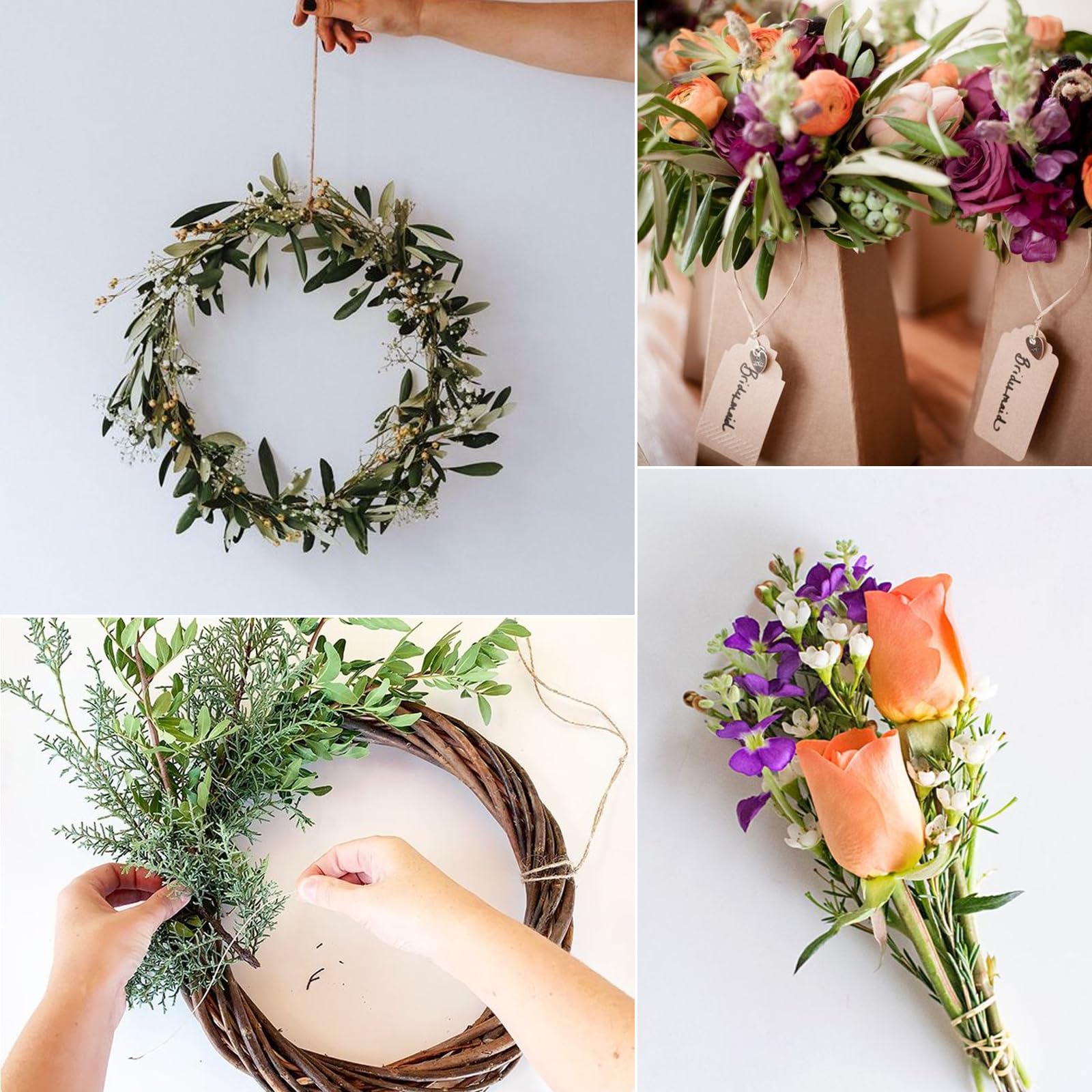 KINGLAKE Floral Wire - 656 Feet Rustic Wrapping Wire, Paper Covered, 2mm Brown, Ideal for Crafts, Flower Bouquets, Wedding & Christmas Wreaths - Image 4