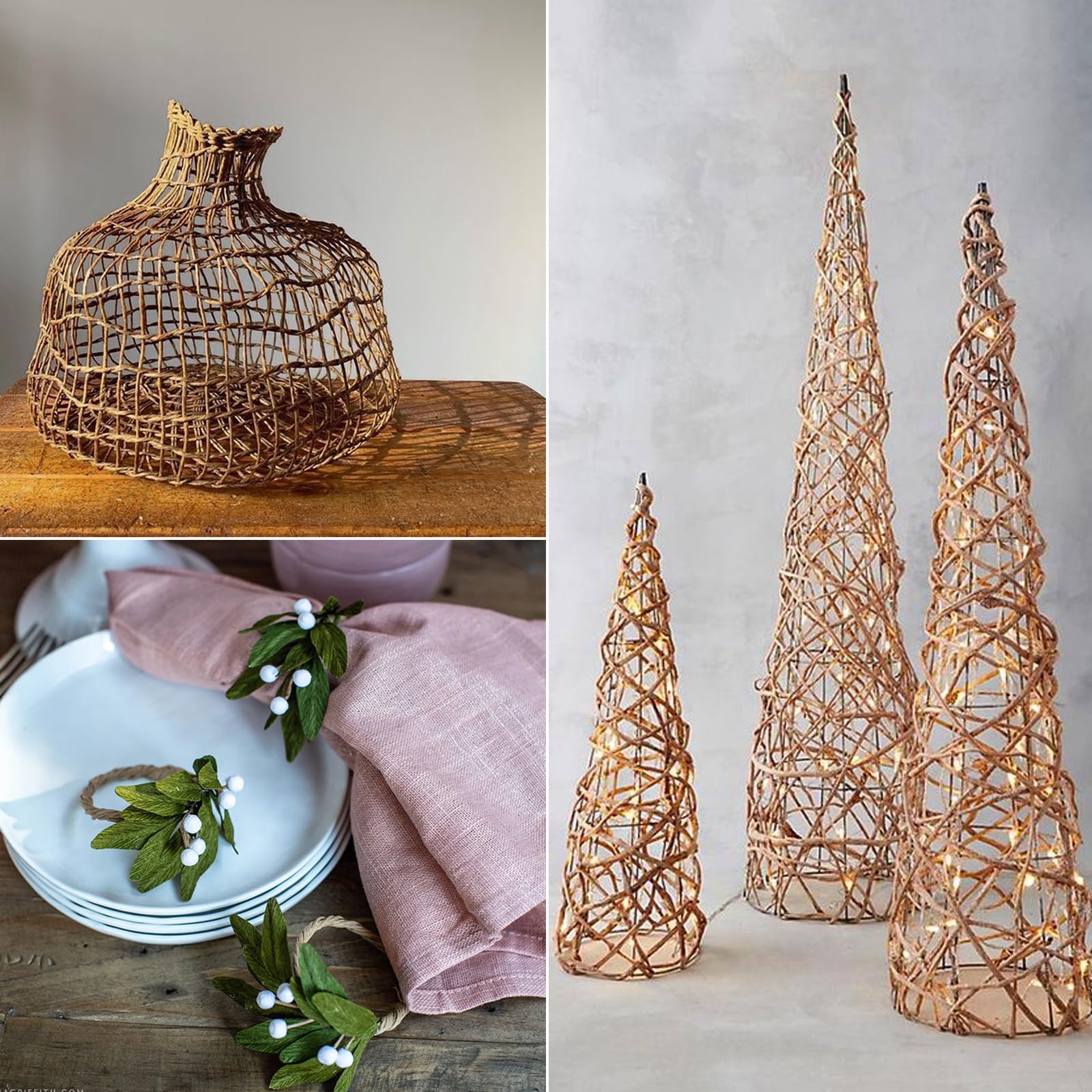 KINGLAKE Floral Wire - 656 Feet Rustic Wrapping Wire, Paper Covered, 2mm Brown, Ideal for Crafts, Flower Bouquets, Wedding & Christmas Wreaths - Image 6