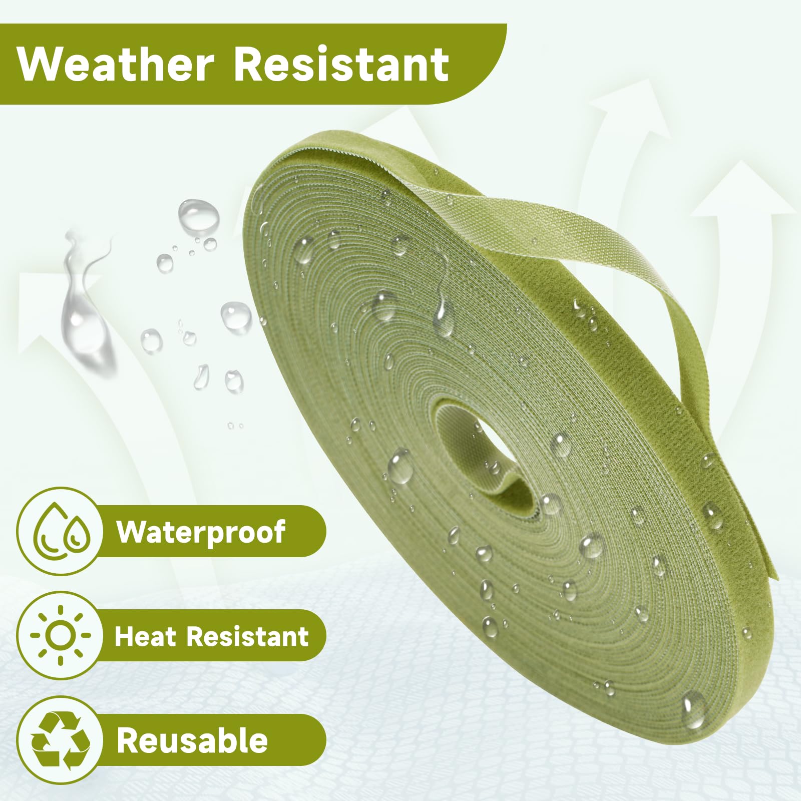 KINGLAKE Garden Ties Plant Tape Ties Nylon Plant Tape Strap 65.6 Feet Plant Support Tape Reusable Garden Tape 1/2'' Army Green Plant Tape For Climbing Plants,Tomato,Vines,Cables,Flowers,Indoor Outdoor - Image 3