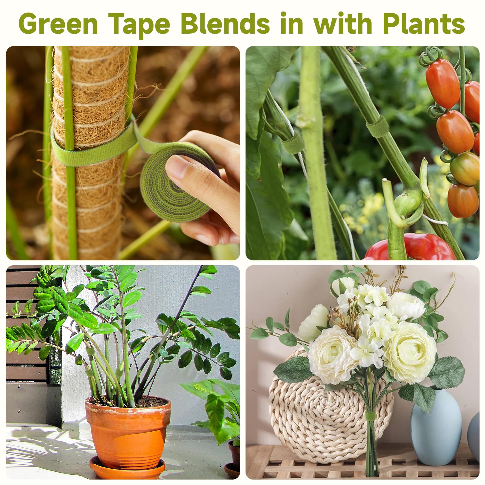 KINGLAKE Garden Ties Plant Tape Ties Nylon Plant Tape Strap 65.6 Feet Plant Support Tape Reusable Garden Tape 1/2'' Army Green Plant Tape For Climbing Plants,Tomato,Vines,Cables,Flowers,Indoor Outdoor - Image 5