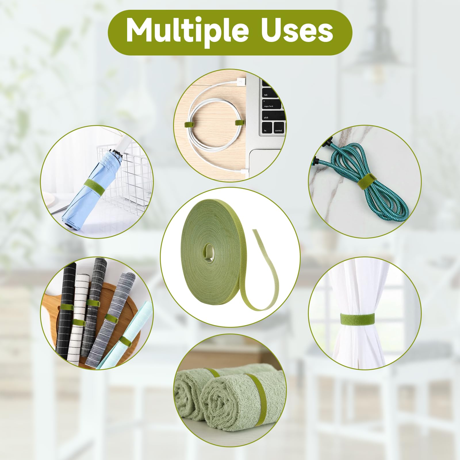 KINGLAKE Garden Ties Plant Tape Ties Nylon Plant Tape Strap 65.6 Feet Plant Support Tape Reusable Garden Tape 1/2'' Army Green Plant Tape For Climbing Plants,Tomato,Vines,Cables,Flowers,Indoor Outdoor - Image 6