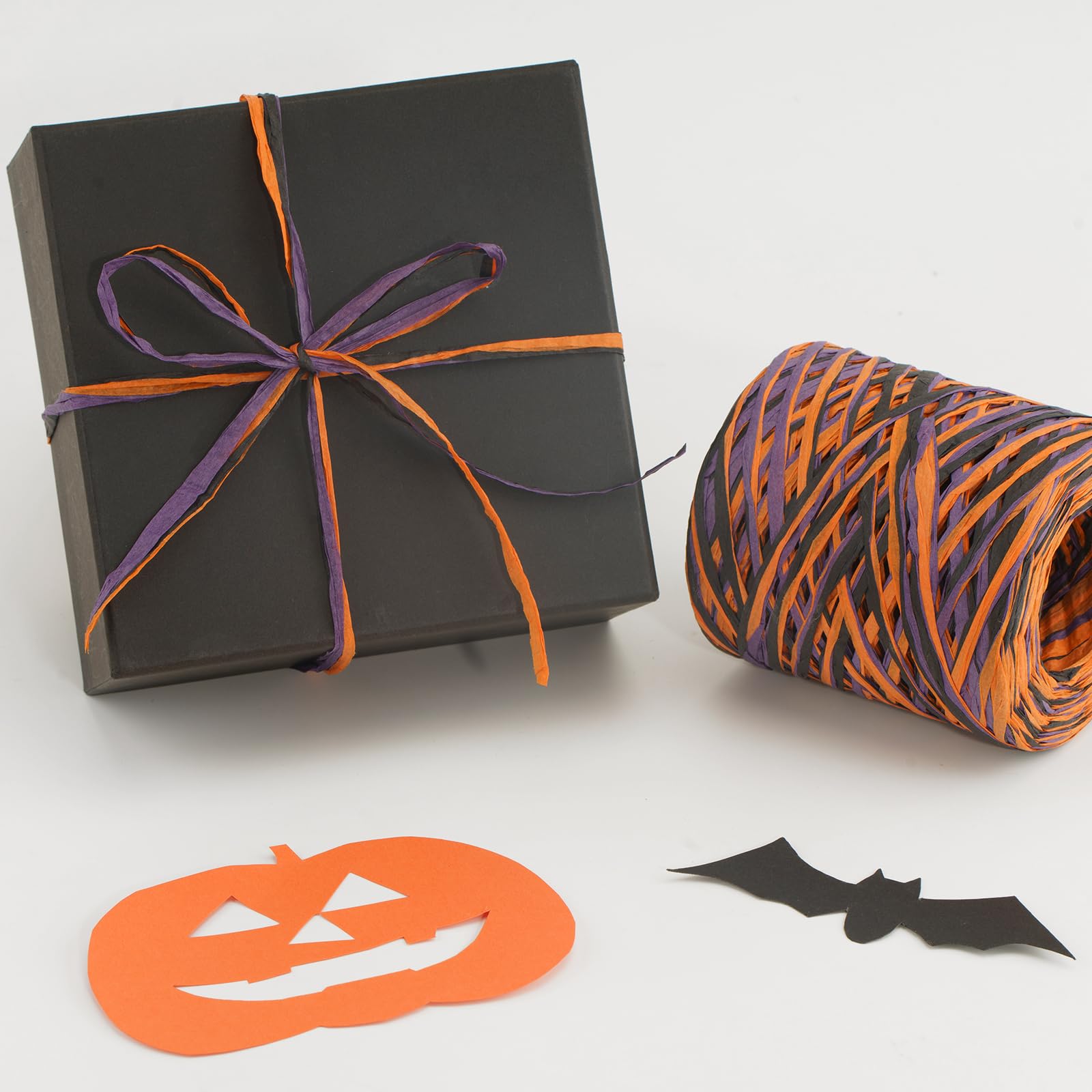 KINGLAKE Halloween Raffia Ribbon 525 Feet Orange Black Purple Raffia Ribbon Colored Raffia Paper Ribbon Gift Wrapping Raffia Ribbon Packing Paper Craft Ribbon for Crafts Gift Wrapping Halloween Decor - Image 4