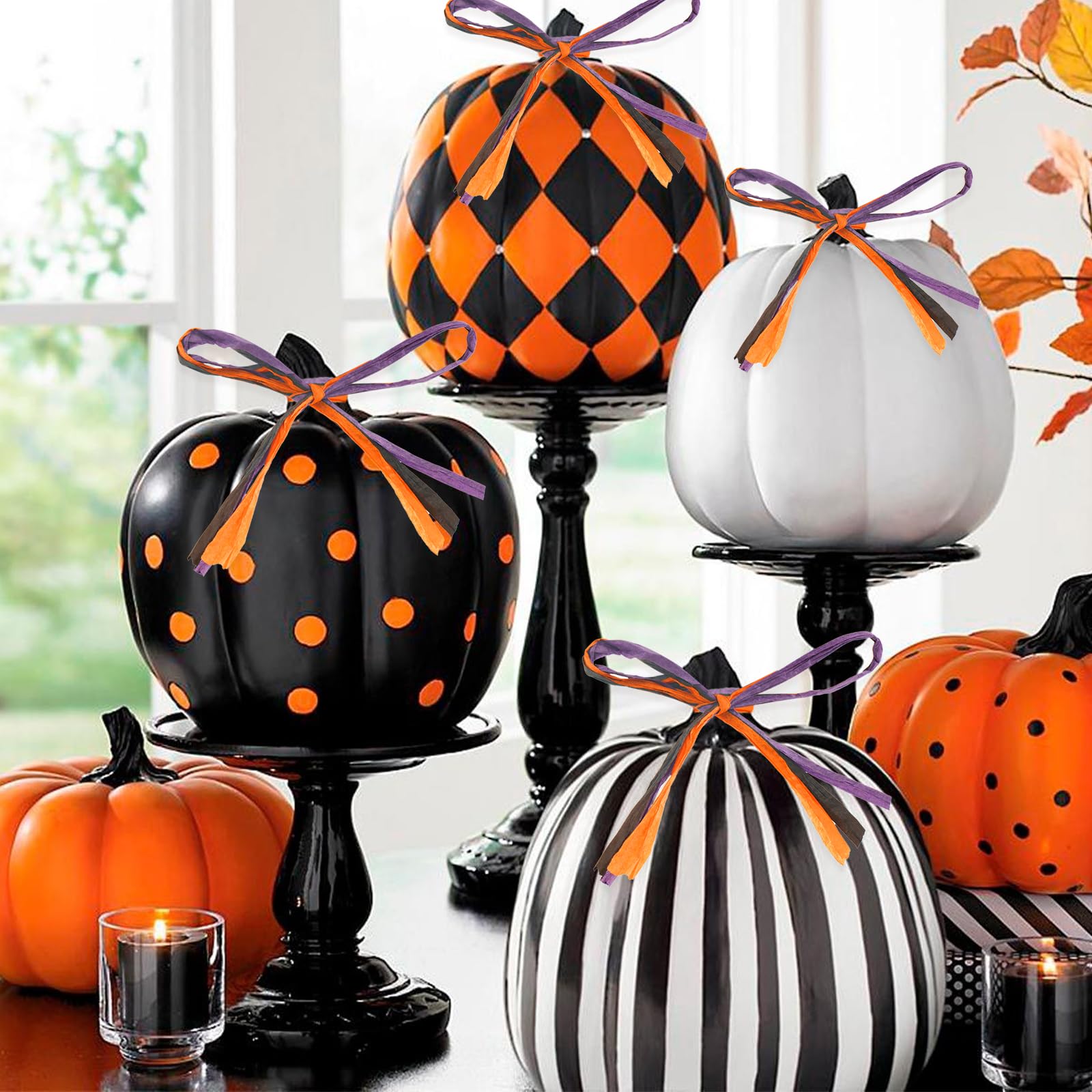 KINGLAKE Halloween Raffia Ribbon 525 Feet Orange Black Purple Raffia Ribbon Colored Raffia Paper Ribbon Gift Wrapping Raffia Ribbon Packing Paper Craft Ribbon for Crafts Gift Wrapping Halloween Decor - Image 6