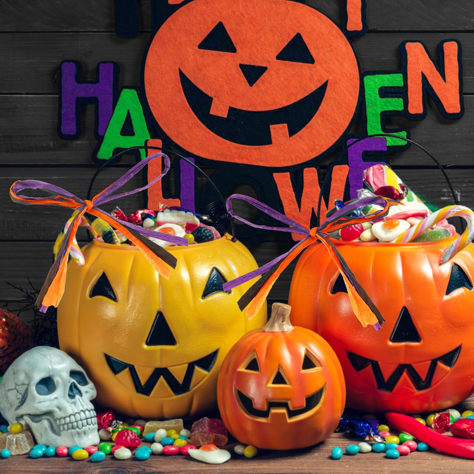 KINGLAKE Halloween Raffia Ribbon 525 Feet Orange Black Purple Raffia Ribbon Colored Raffia Paper Ribbon Gift Wrapping Raffia Ribbon Packing Paper Craft Ribbon for Crafts Gift Wrapping Halloween Decor - Image 7