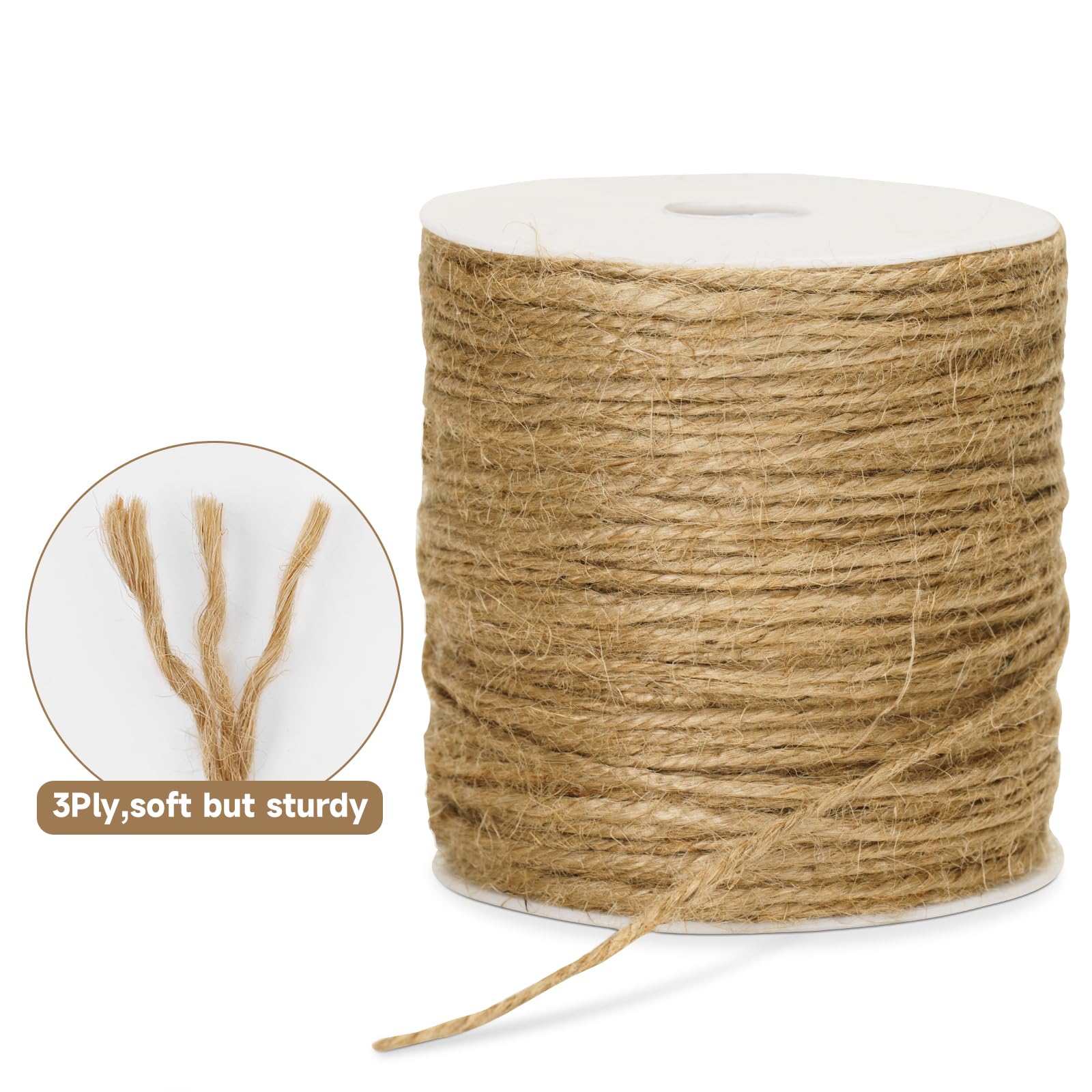 KINGLAKE Jute Twine String 3mm Natural Jute Twine 328 Feet Heavy Duty Hemp Brown Twine String for Crafts, Gift Wrapping, Packing, Home Decor and Holidays - Image 3