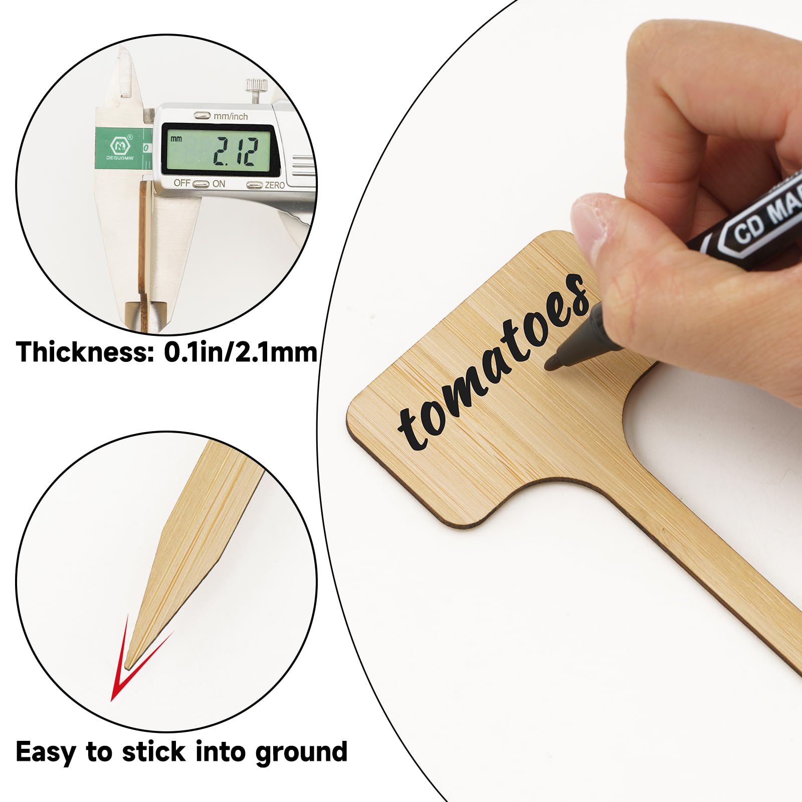 KINGLAKE Plant Labels,Bamboo Plant Labels,7 Inch Tall Plant Tags Labels,30 Pcs Nursery Garden Labels Plant Markers for Outdoor Waterproof Plant Name Tags Garden Tags with Marking Pen - Image 3