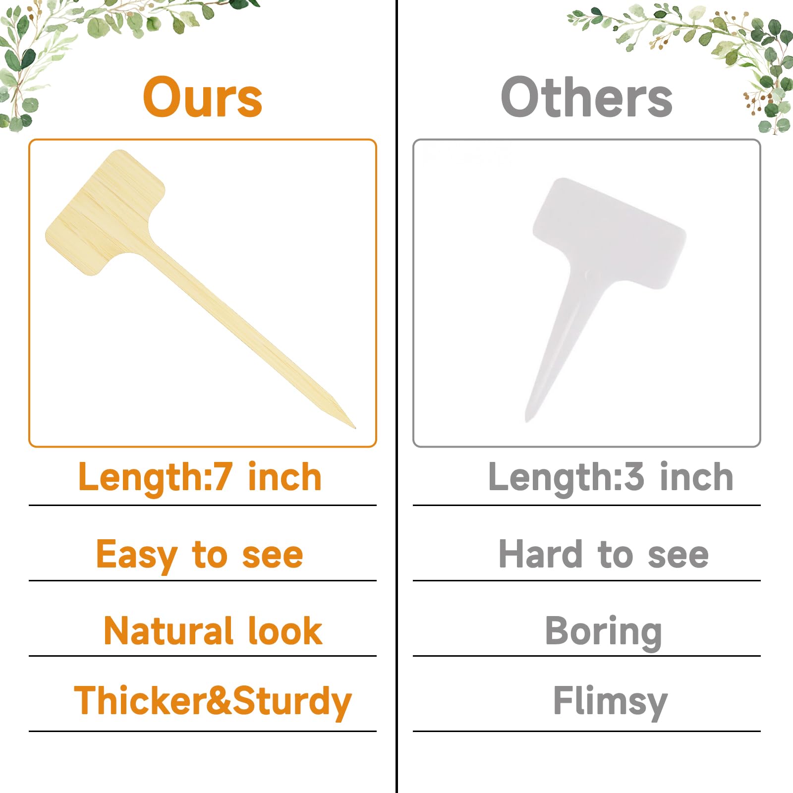 KINGLAKE Plant Labels,Bamboo Plant Labels,7 Inch Tall Plant Tags Labels,30 Pcs Nursery Garden Labels Plant Markers for Outdoor Waterproof Plant Name Tags Garden Tags with Marking Pen - Image 4