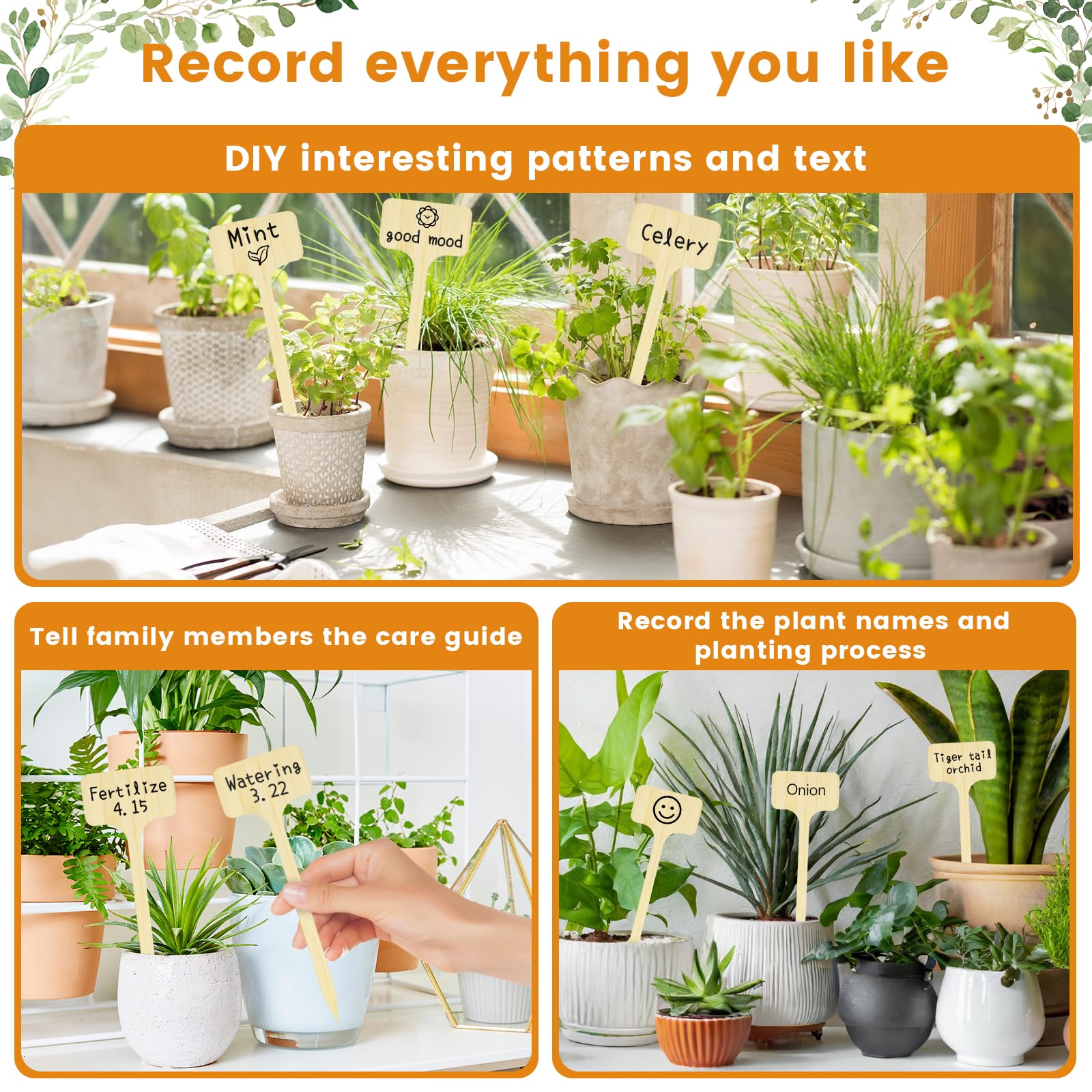 KINGLAKE Plant Labels,Bamboo Plant Labels,7 Inch Tall Plant Tags Labels,30 Pcs Nursery Garden Labels Plant Markers for Outdoor Waterproof Plant Name Tags Garden Tags with Marking Pen - Image 6