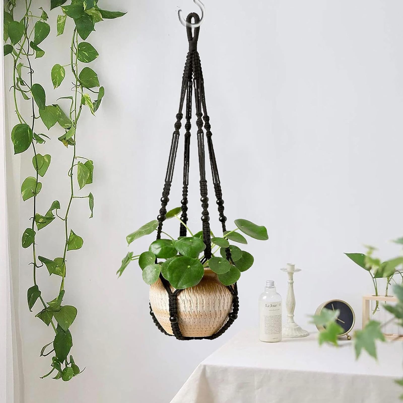 KINGLAKE Soft Cotton Rope 8MM Thick Black Cotton Rope 2 Pack 33 Ft/10M Cotton Cord for Wall Hanging, Plant Hanging, Hanging Clothes, Crafts and Home Decoration - Image 5