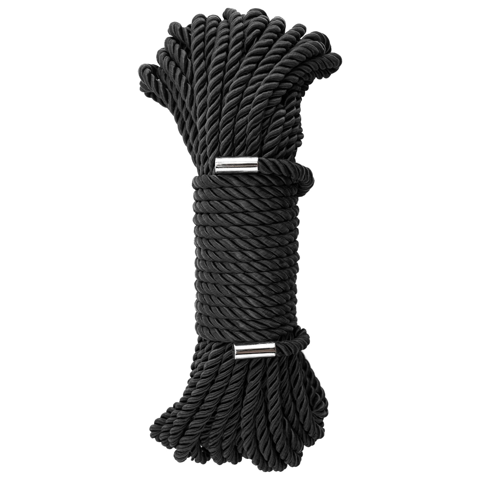 KINGLAKE Soft Silk Rope,8MM Black Rope,50 Feet Skin Friendly Soft Nylon Rope,Long Satin Silk Cord,Thick Silk Rope,Twisted Braided Rope Cord for Crafts Decoration Hanging Clotheslines Camping Outdoor - Image 8