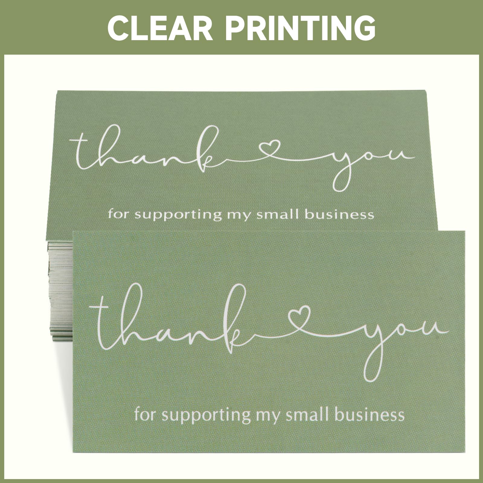 KINGLAKE Thank You Cards Small Business, Thank You Business Cards, 2 x 3.5 Inches Thank You Cards for Small Business, 100PCS Thank You for Your Order Cards, Thank You for Supporting Cards Sage Green - Image 4