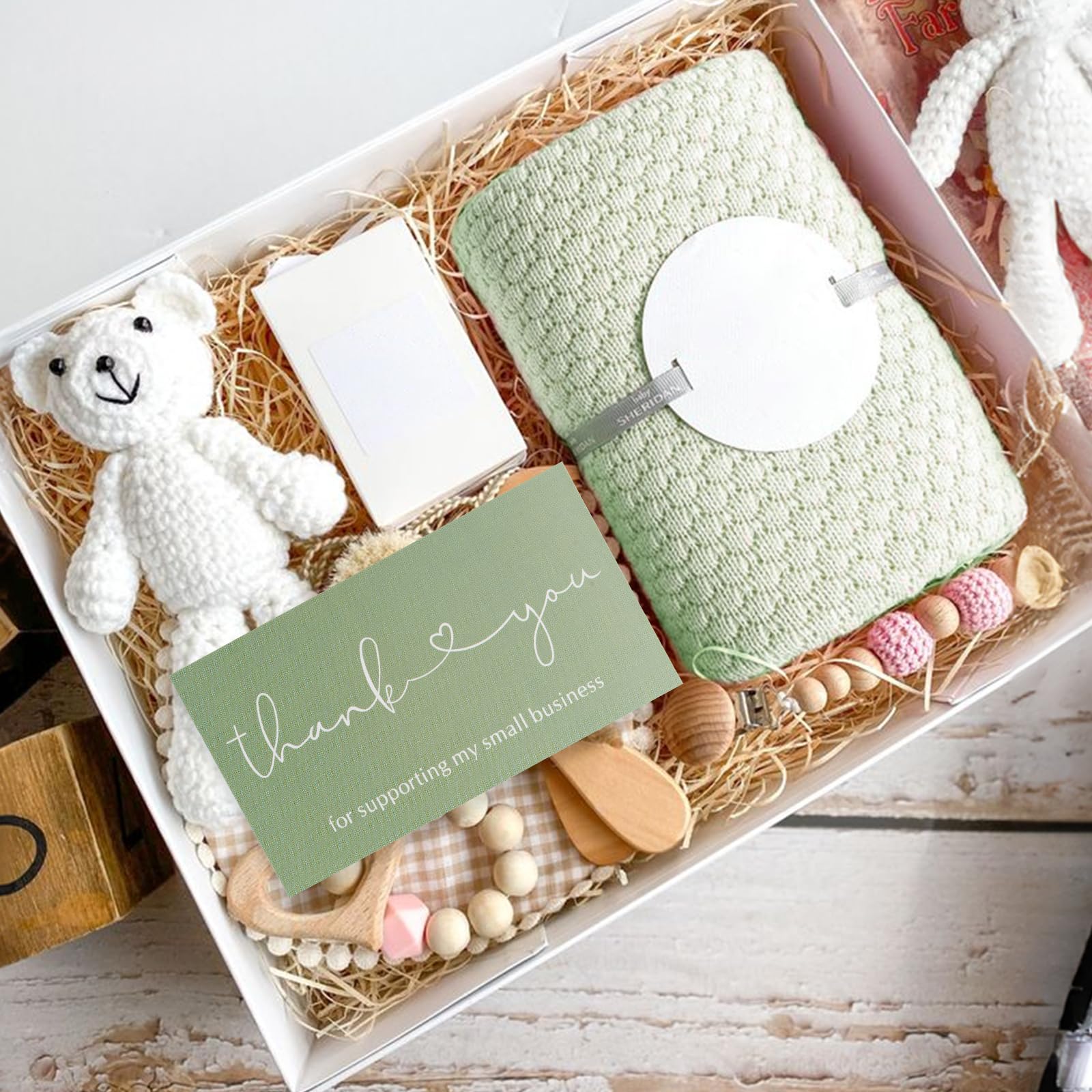 KINGLAKE Thank You Cards Small Business, Thank You Business Cards, 2 x 3.5 Inches Thank You Cards for Small Business, 100PCS Thank You for Your Order Cards, Thank You for Supporting Cards Sage Green - Image 6