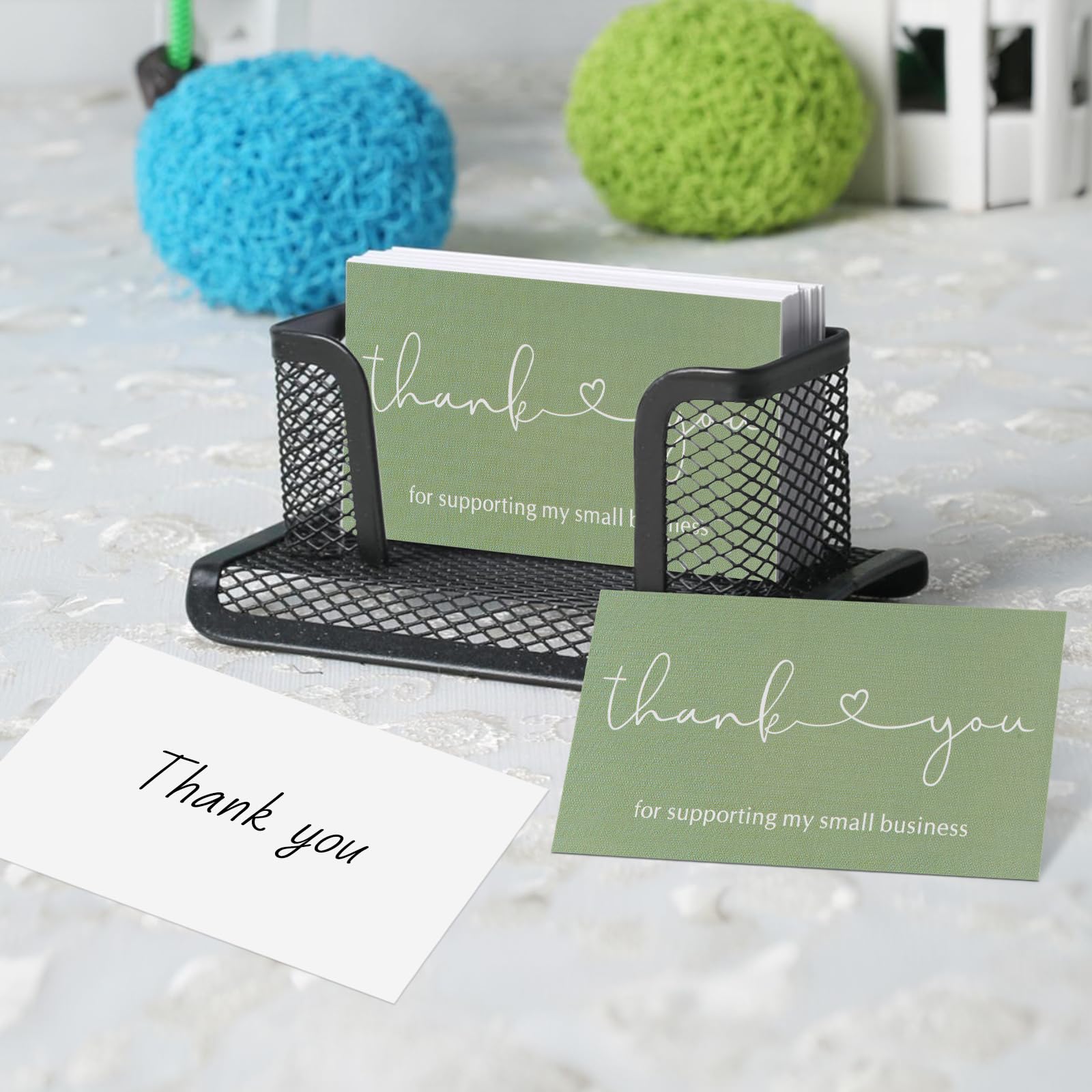 KINGLAKE Thank You Cards Small Business, Thank You Business Cards, 2 x 3.5 Inches Thank You Cards for Small Business, 100PCS Thank You for Your Order Cards, Thank You for Supporting Cards Sage Green - Image 7