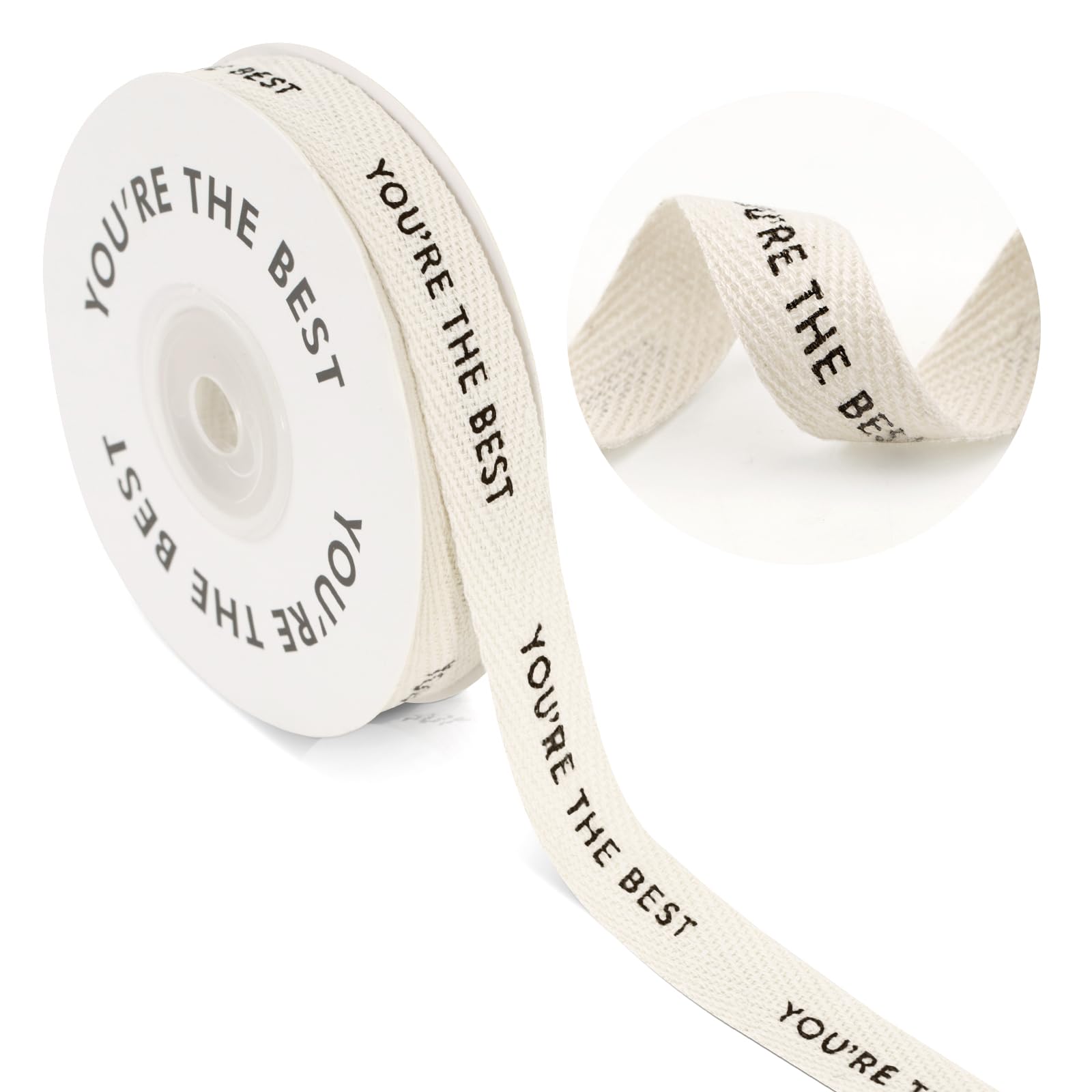 KINGLAKE You're The Best Ribbon 5/8" x 10 Yards Twill Tape Herringbone Cotton Ribbon for Teacher Appreciation Week Mother's Day Fathers Day Gift Wrapping DIY Crafts Party Decor - Image 4