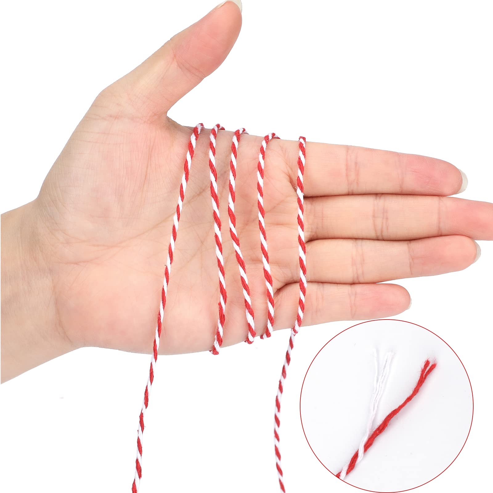 Red White Gift Twine String Holiday Twine 328 Feet Cotton Bakers Twine Crafts Christmas Twine Durable Packing String - Image 3