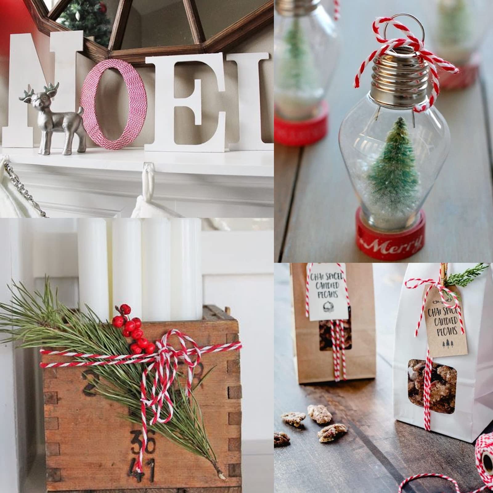 Red White Gift Twine String Holiday Twine 328 Feet Cotton Bakers Twine Crafts Christmas Twine Durable Packing String - Image 6