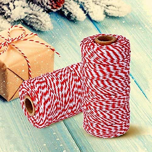 Red White Gift Twine String Holiday Twine 328 Feet Cotton Bakers Twine Crafts Christmas Twine Durable Packing String - Image 7