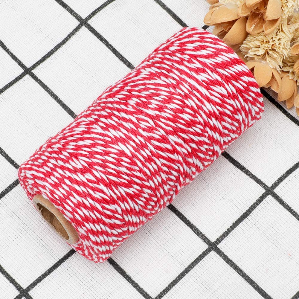 Red White Gift Twine String Holiday Twine 328 Feet Cotton Bakers Twine Crafts Christmas Twine Durable Packing String - Image 8